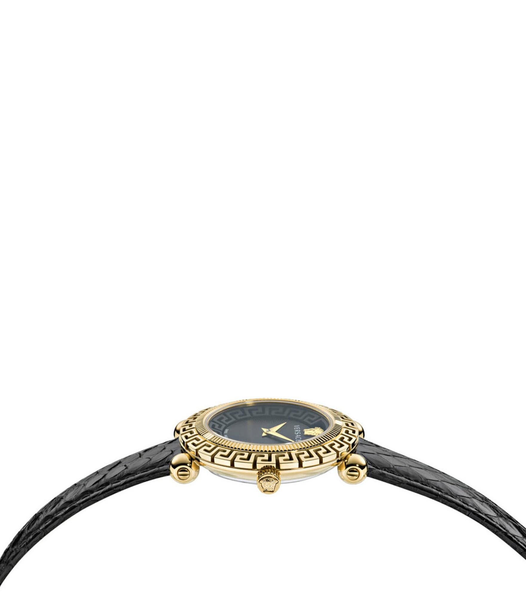 Versace Women's Greca Twist Quartz Analog Black Leather Strap Watch