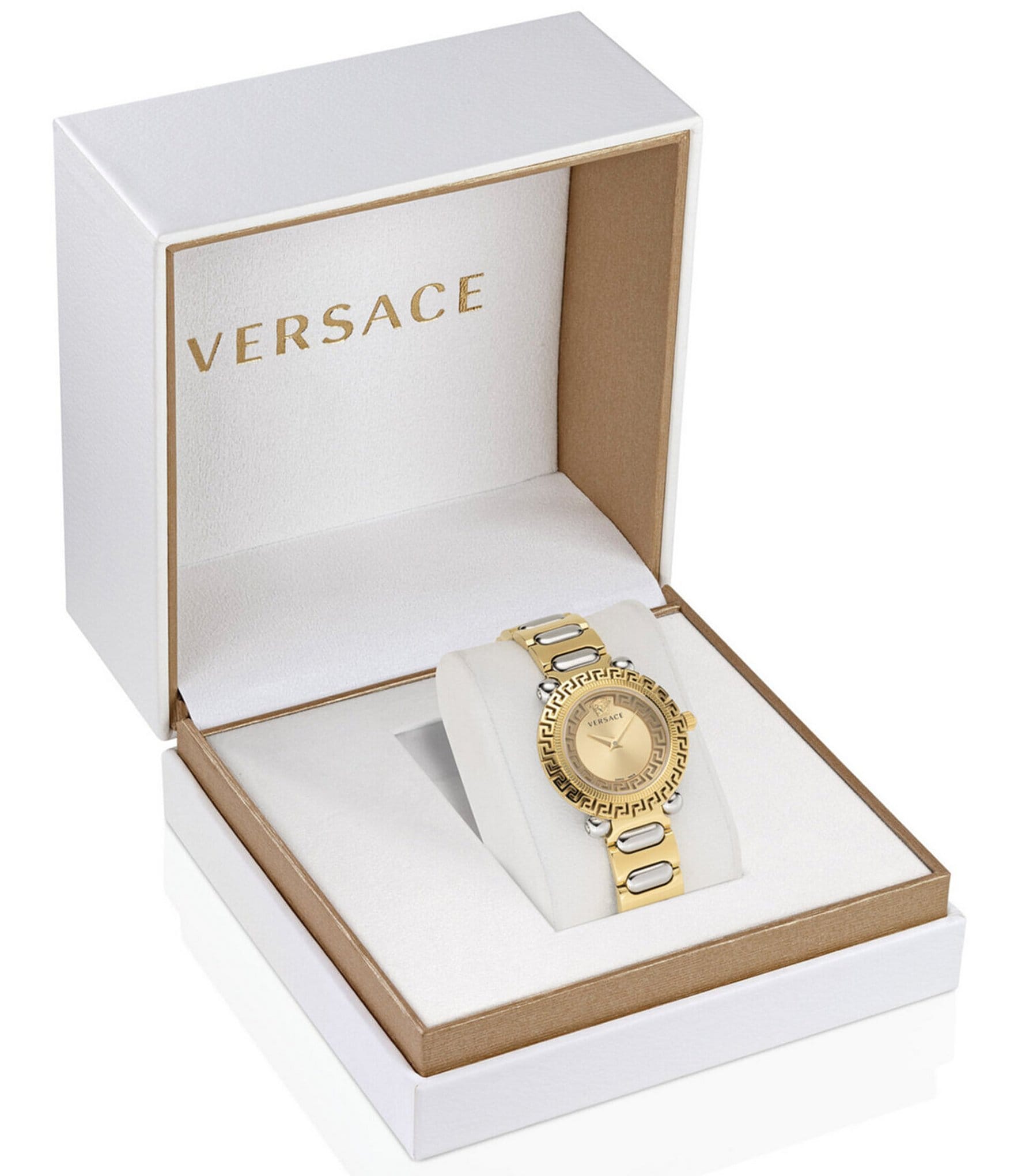 Versace Women's Greca Twist Quartz Analog Two Tone Stainless Steel Bracelet Watch