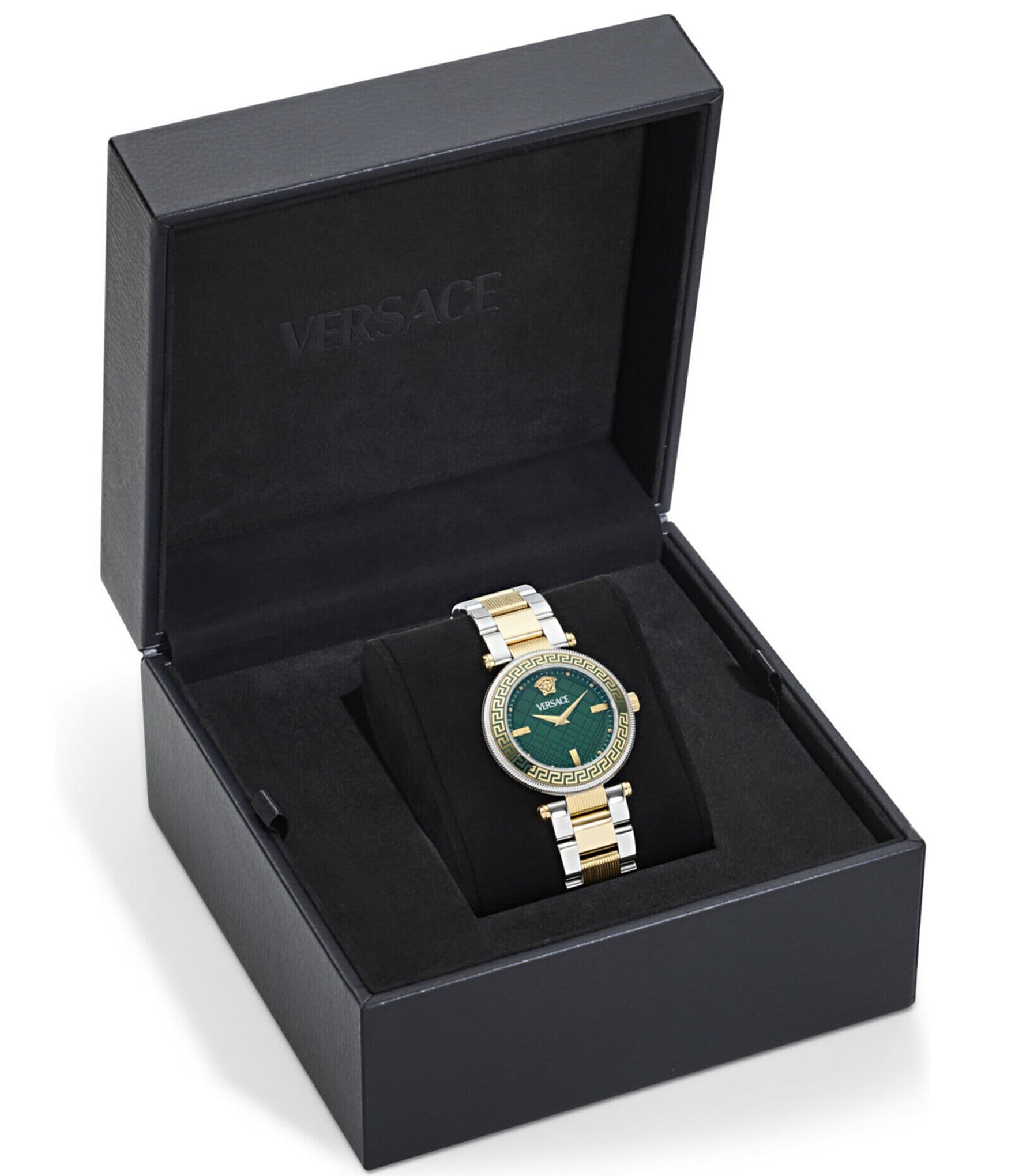 Versace Women's Green Dial Reve Analog Two Tone Stainless Steel Bracelet Watch