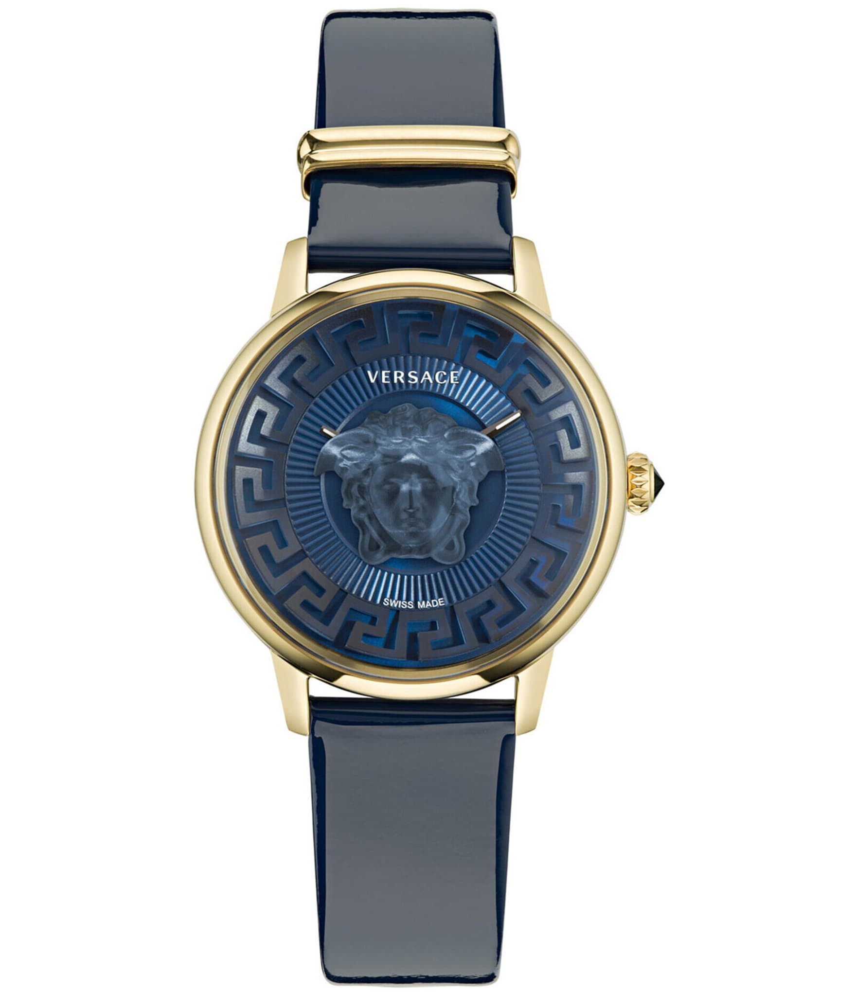Versace Women's Medusa Alchemy Quartz Analog Blue Leather Strap Watch ...