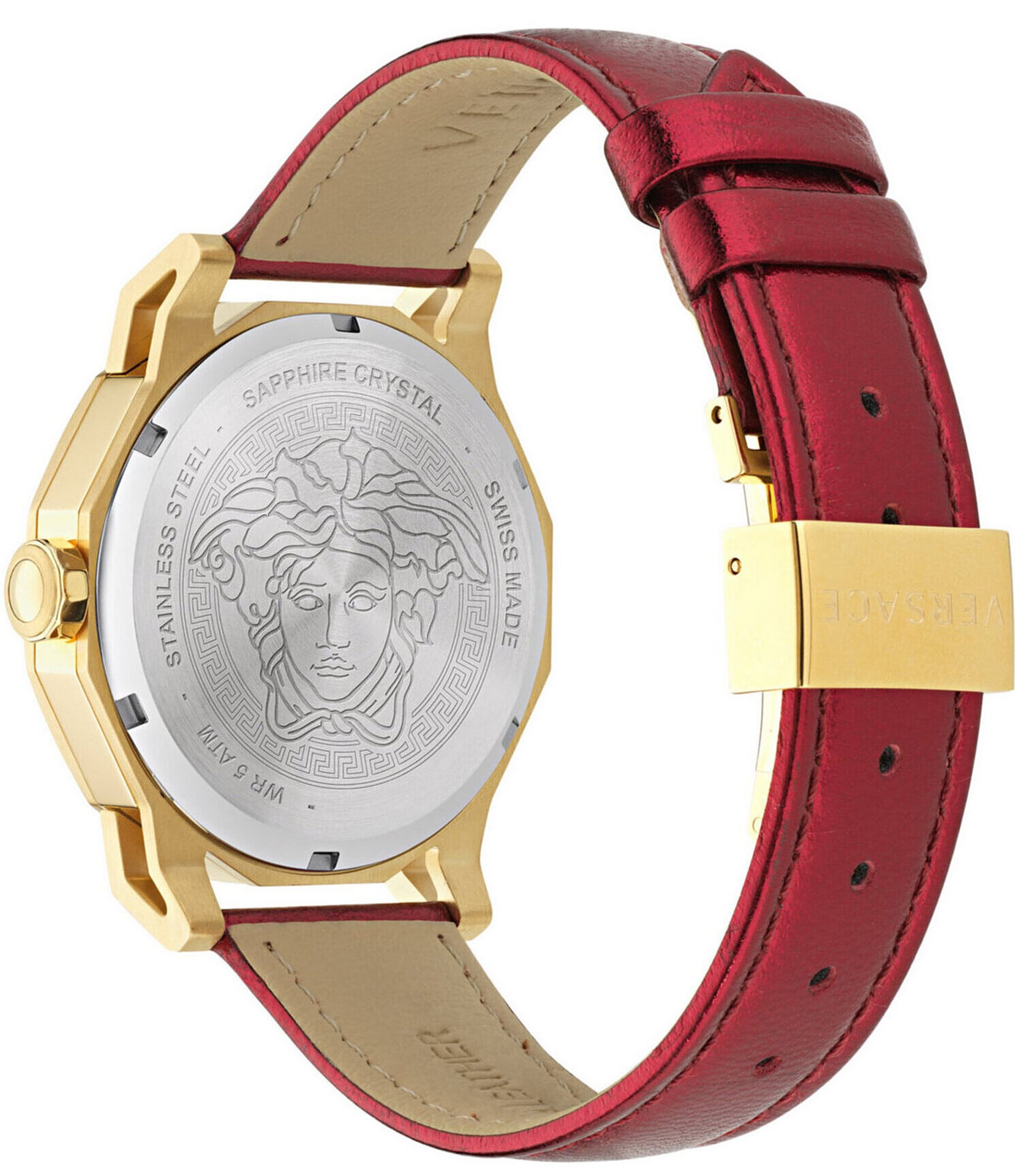 Versace Women's Medusa Deco Quartz Analog Leather Strap Watch