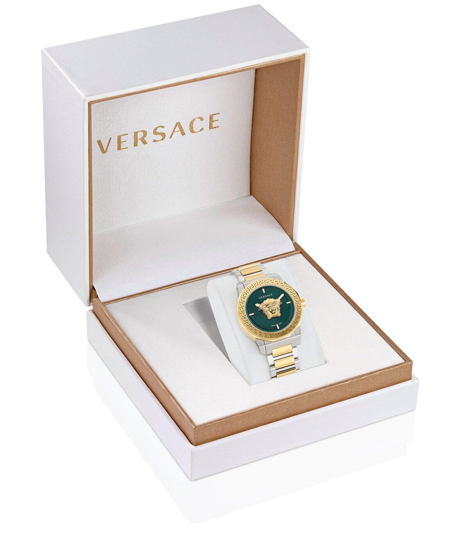 Versace Women's Medusa Deco Quartz Analog Two Tone Stainless Steel Bracelet Watch