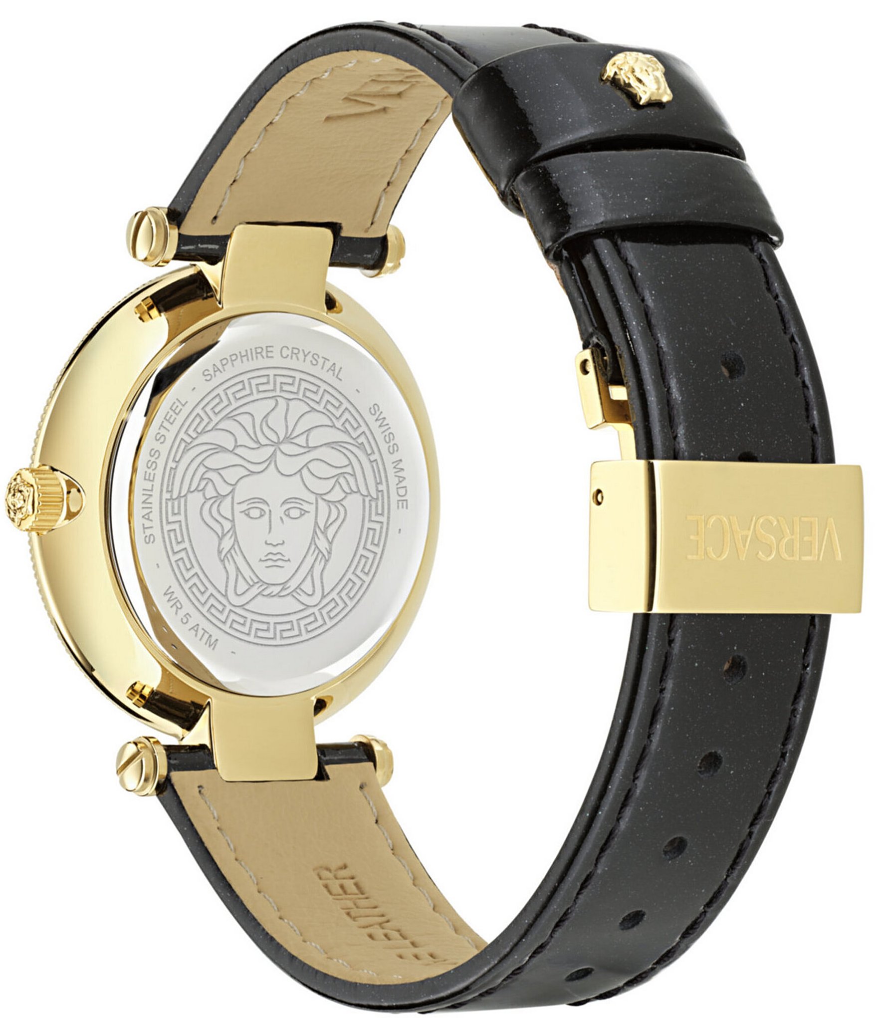 Versace Women's Reve Analog Black Leather Strap Watch