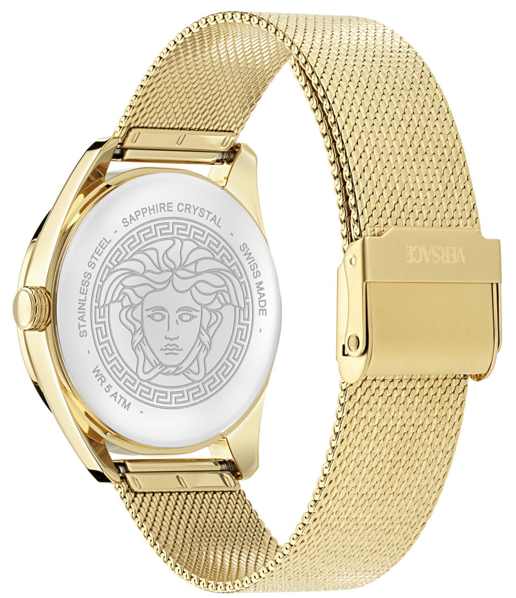 Versace Women's V-Circle Analog Gold Tone Stainless Steel Mesh Bracelet Watch