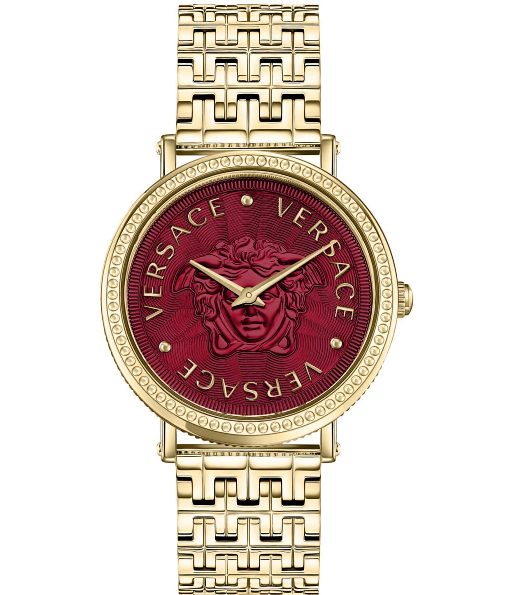 Versace Women s V Dollar Analog Gold Stainless Steel Red Dial