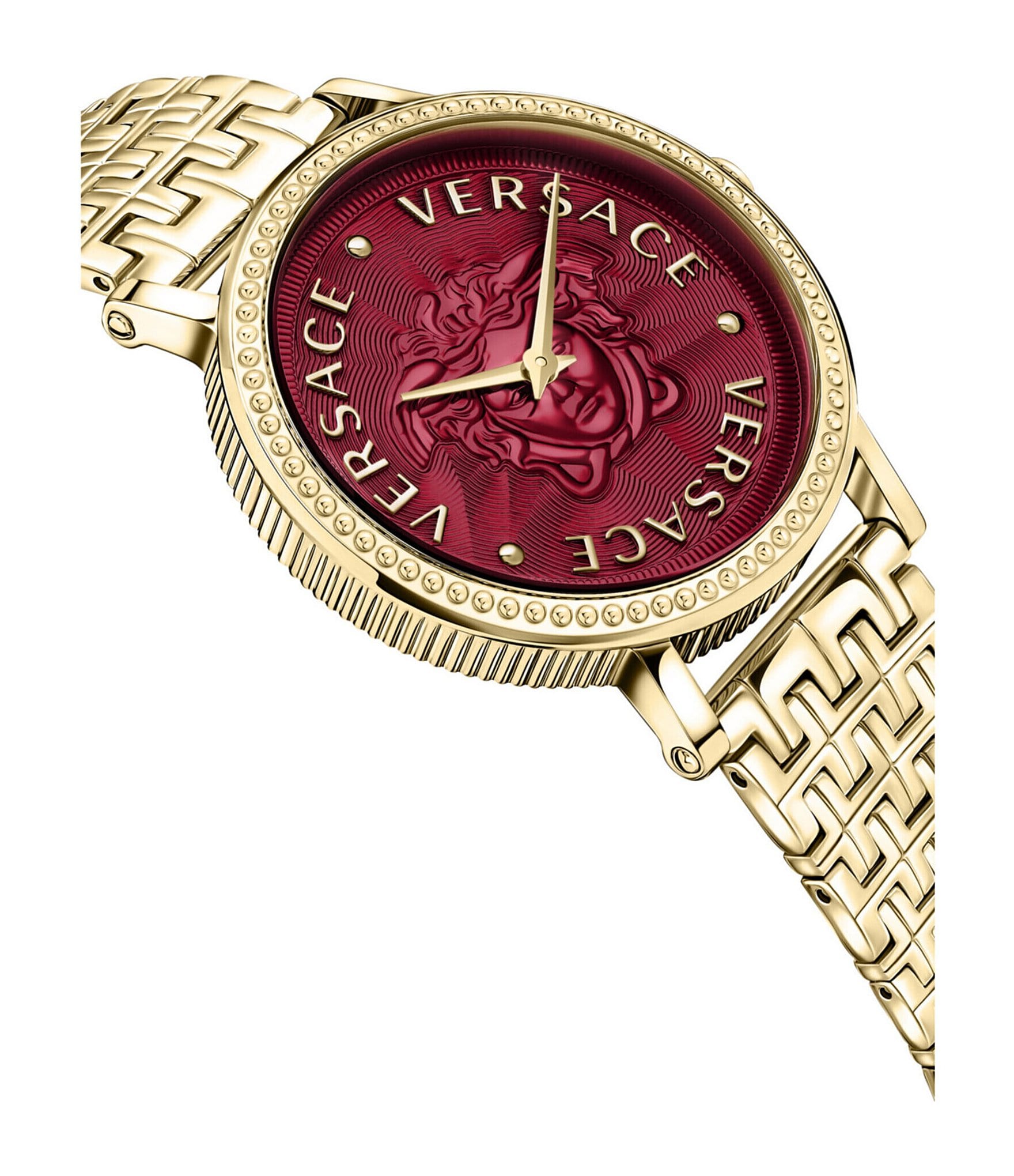 Versace Women's V-Dollar Analog Gold Stainless Steel Red Dial Bracelet Watch