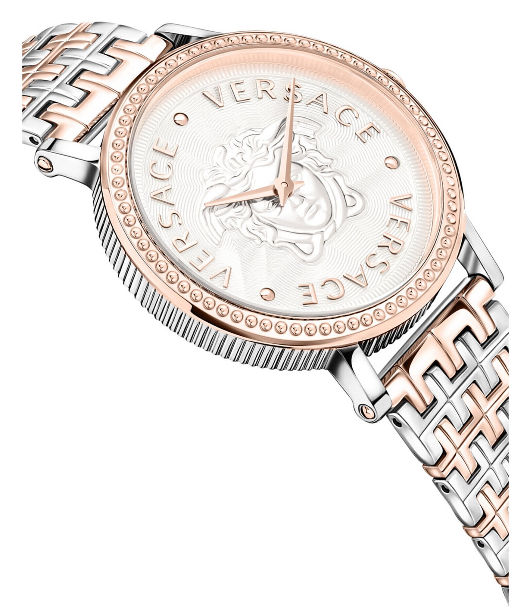 Versace Women's V-Dollar Rose Gold Analog Two Tone Stainless Steel Bracelet Watch