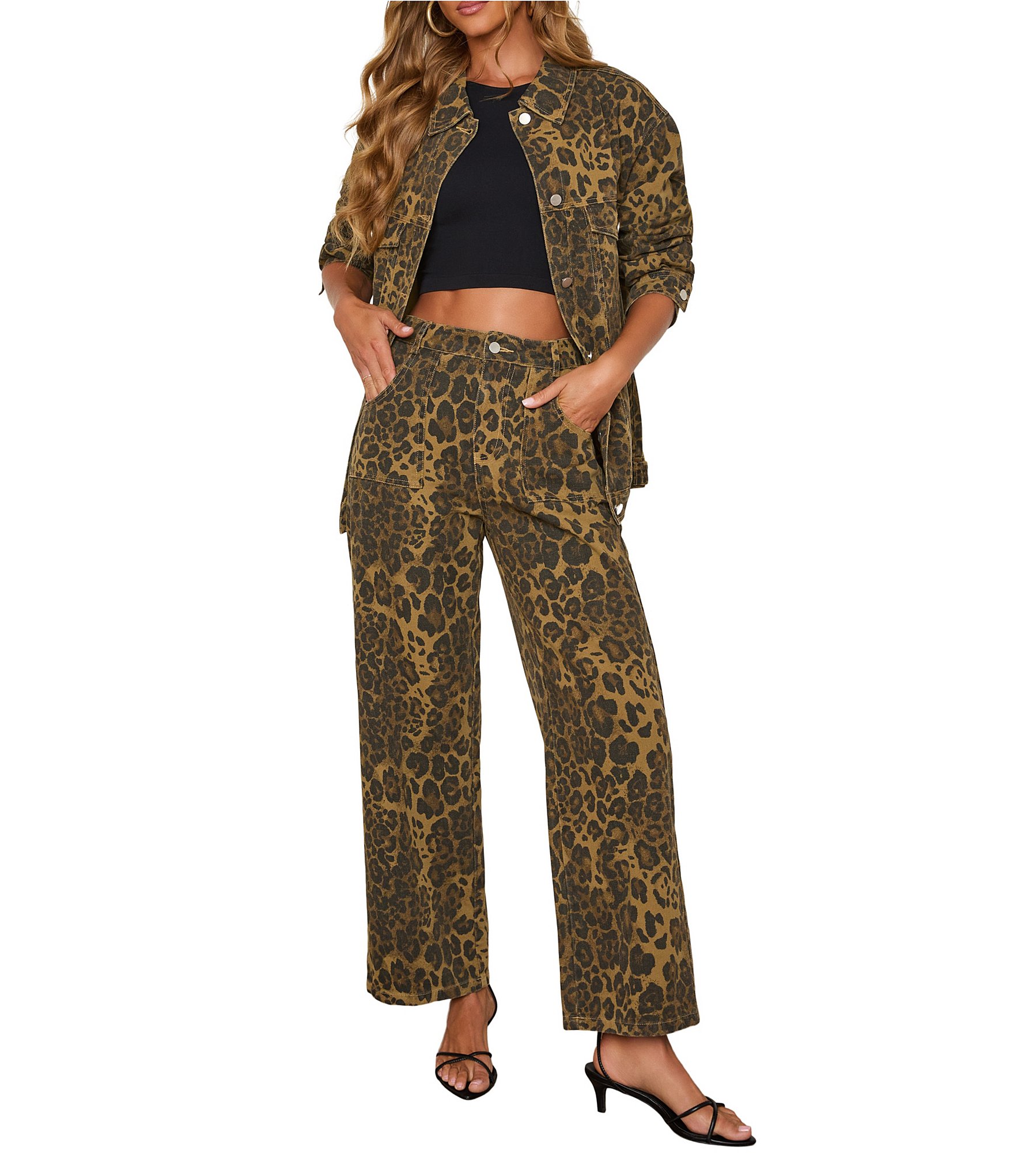 VICI Collection Leopard Straight Leg Coordinating Jeans