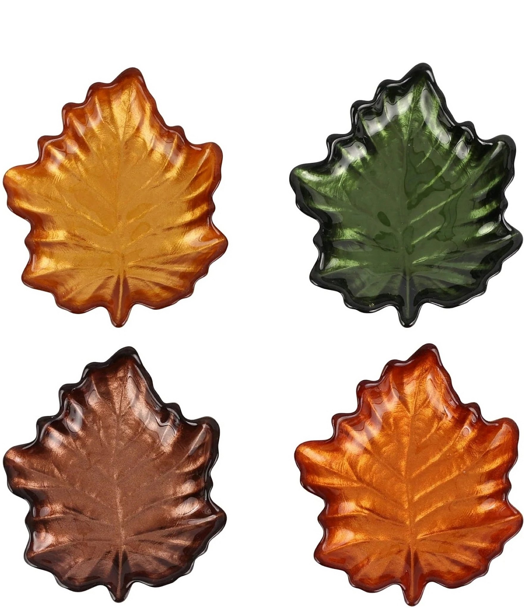 VIETRI Autunno Glass Figural Leaf Canape Plates - Set of 4 | Dillard's