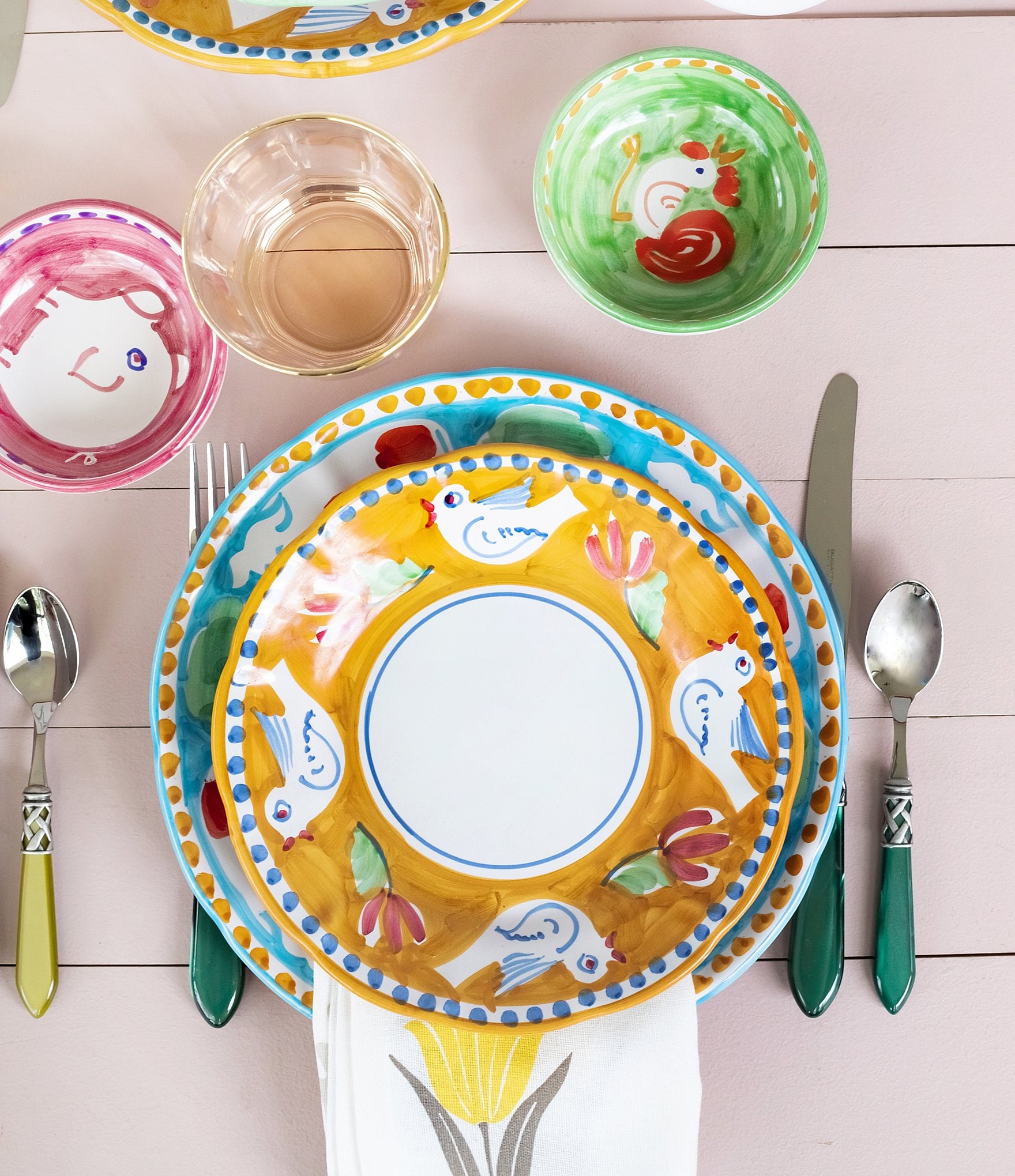 VIETRI Campagna Uccello Bird Print Salad Plate