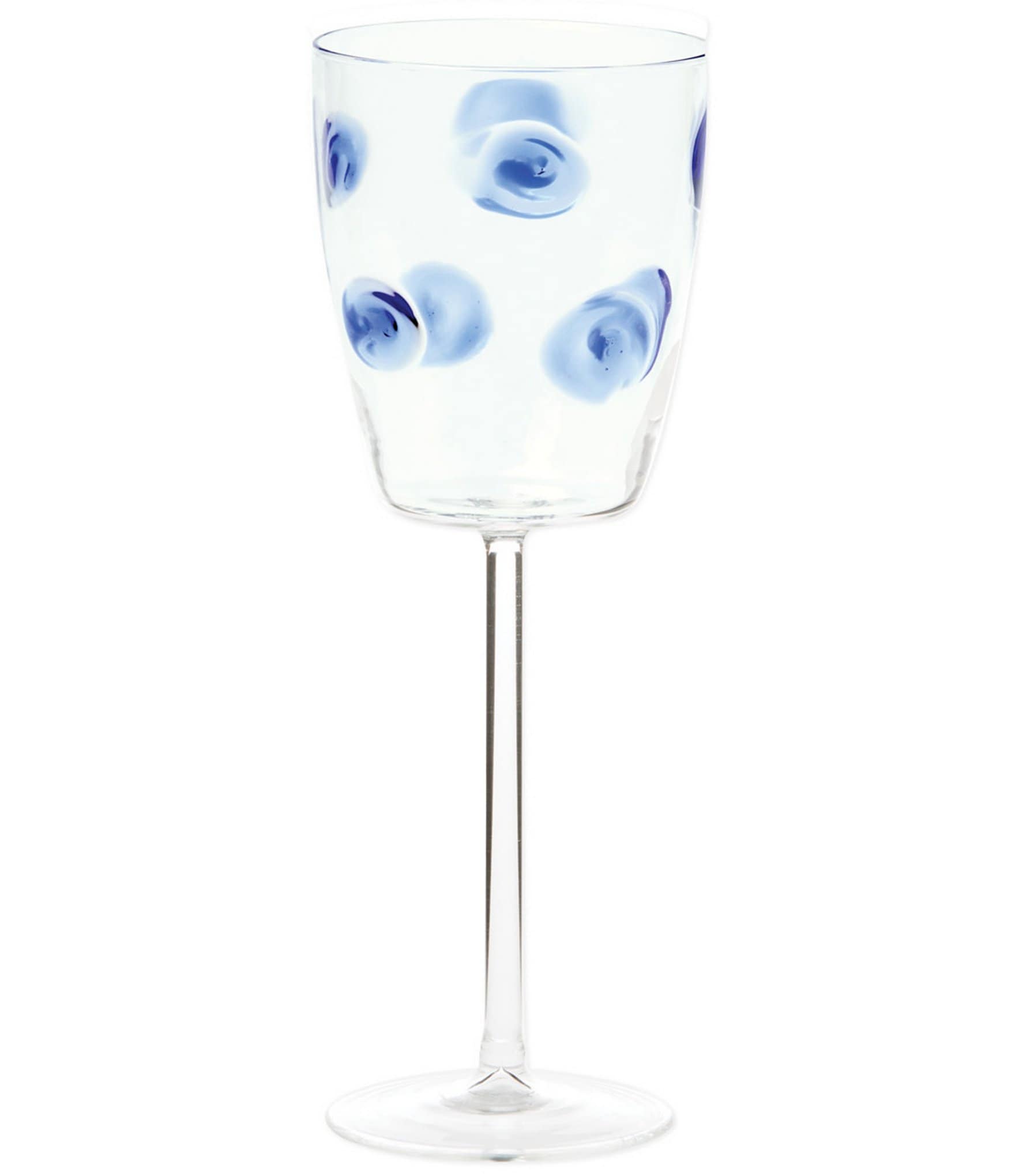 POSITANO WINE GLASSES - SET OF 2 - RED & BLUE - HAND PAINTED VENETIAN  GLASSWARE