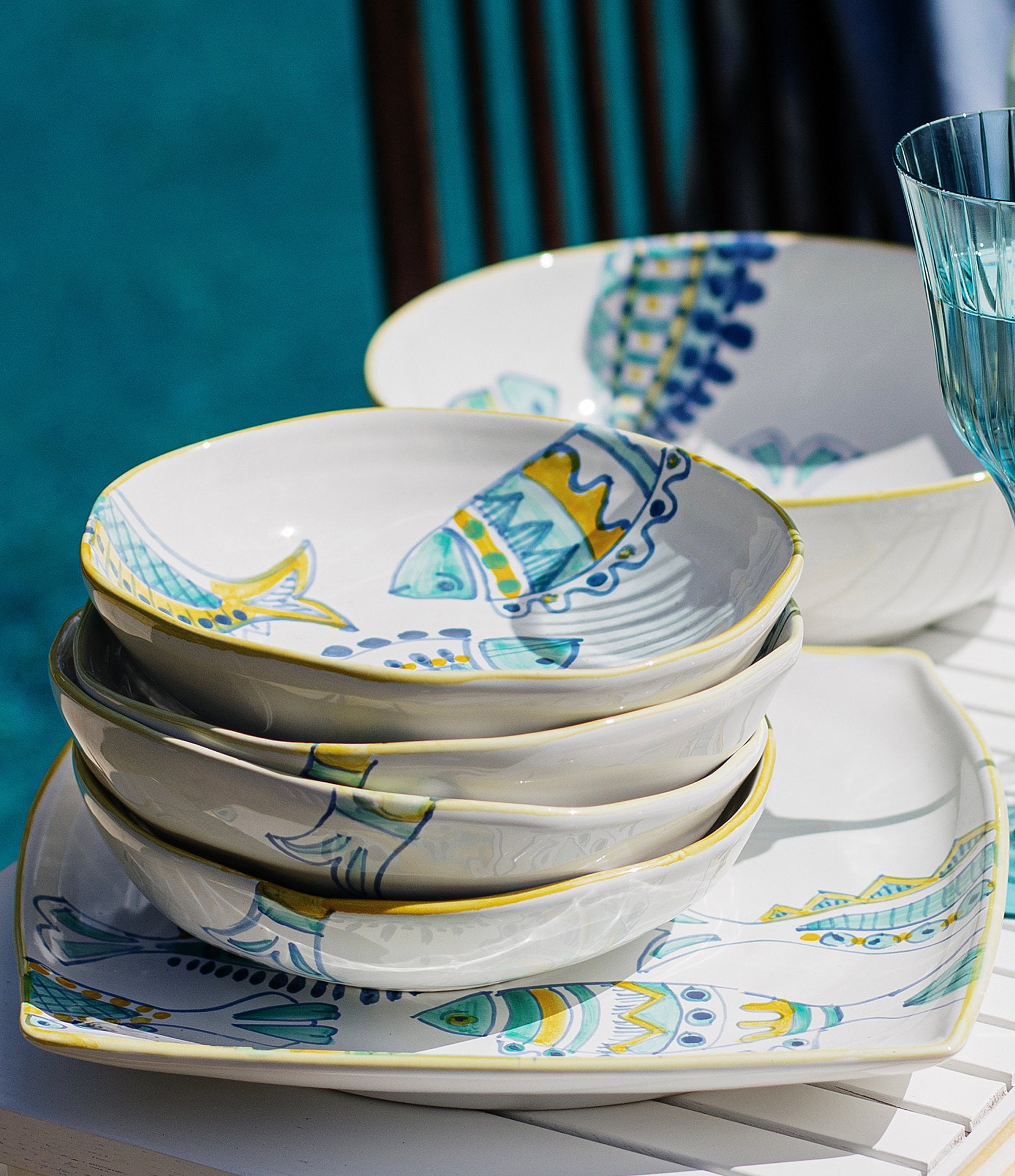 VIETRI Elba's Fish Collection Square Platter