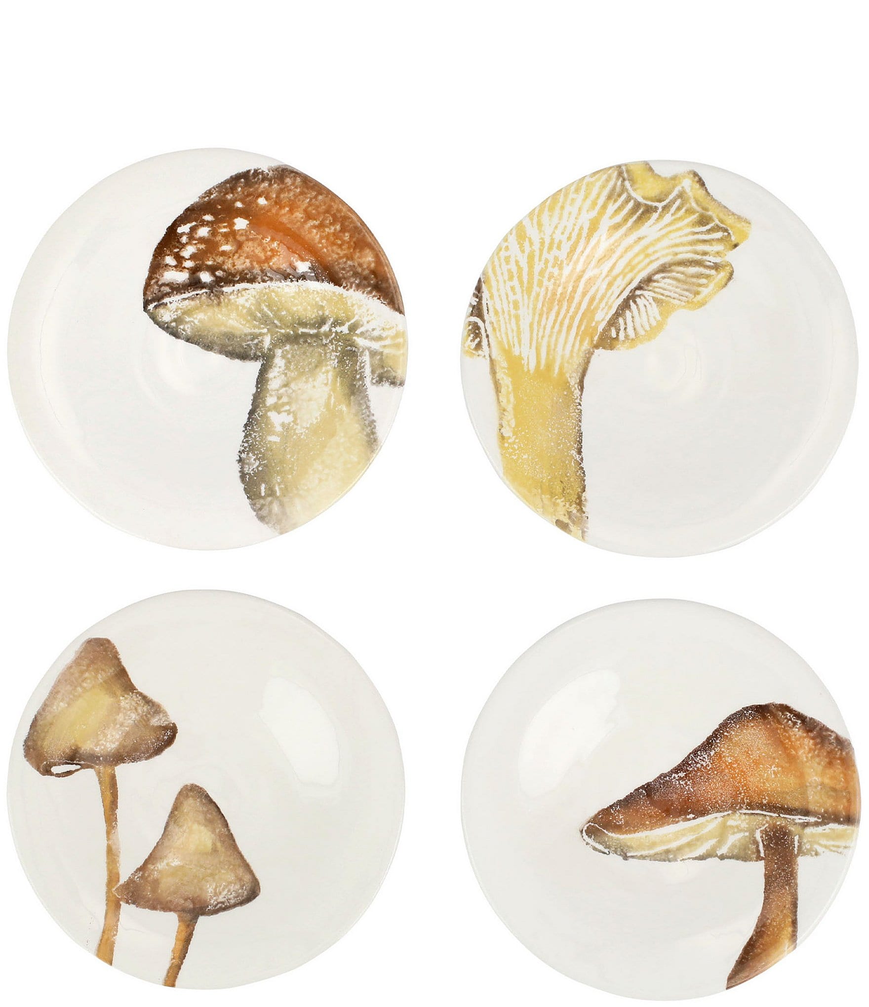 VIETRI Festive Fall Autunno Assorted Mushroom Canape Plates, Set of 4 ...