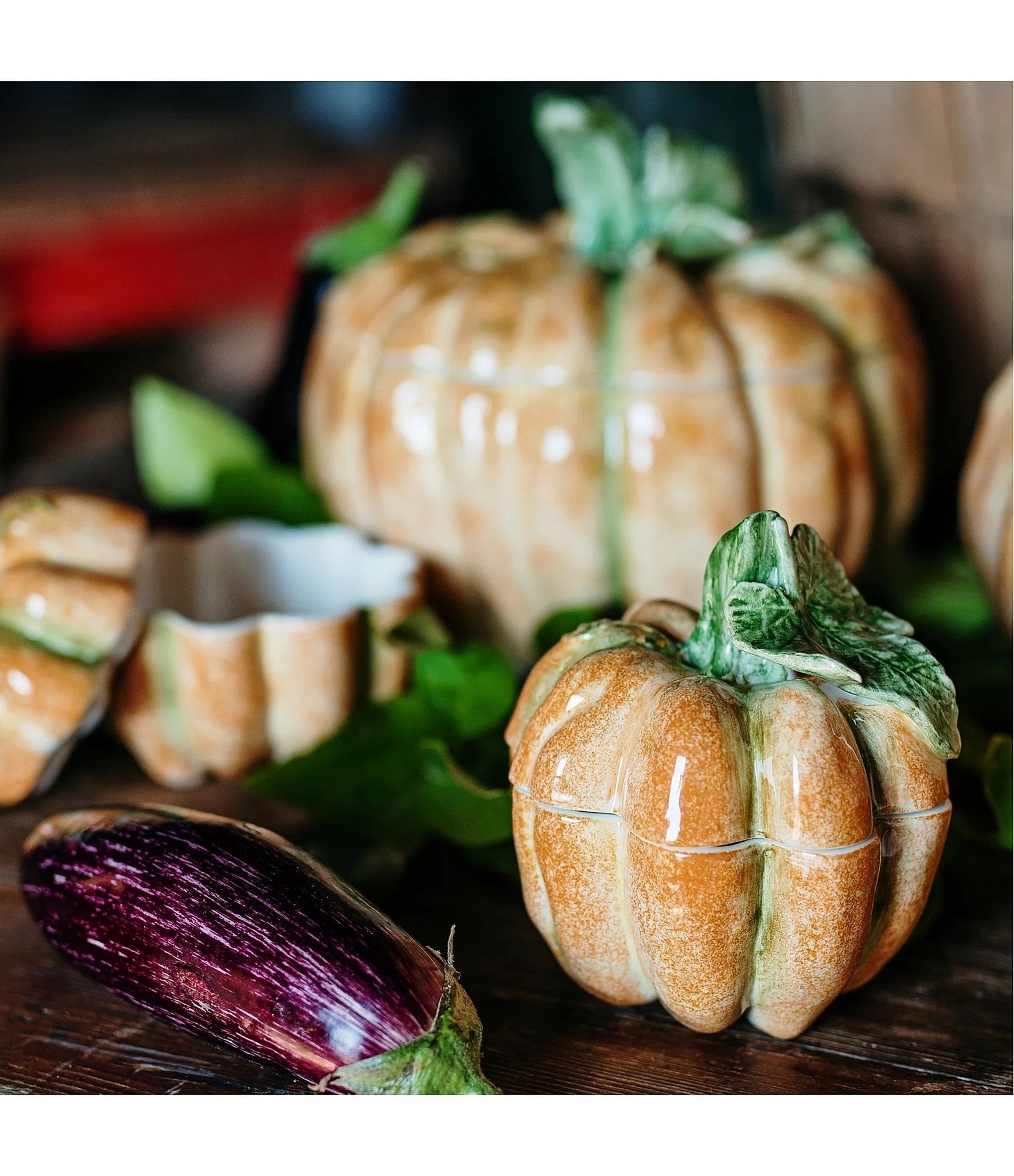 VIETRI Festive Fall Medium Covered Pumpkin DIsh