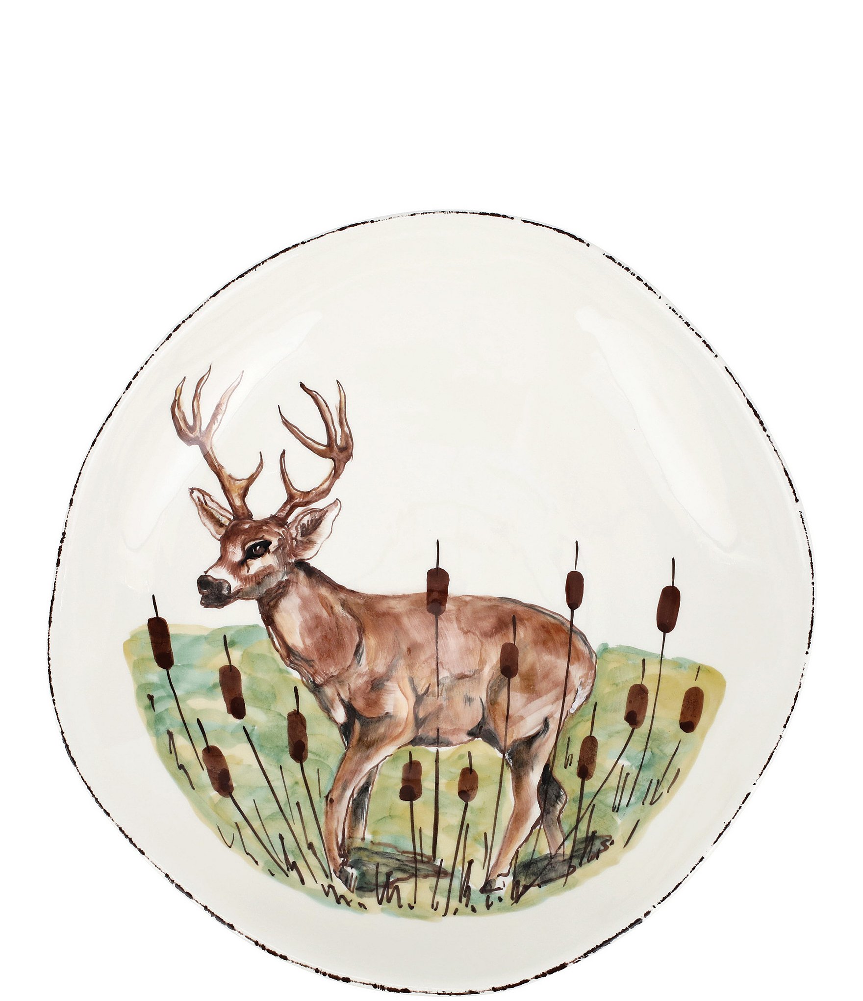 VIETRI Festive Fall Wildlife Deer Large Serve Bowl