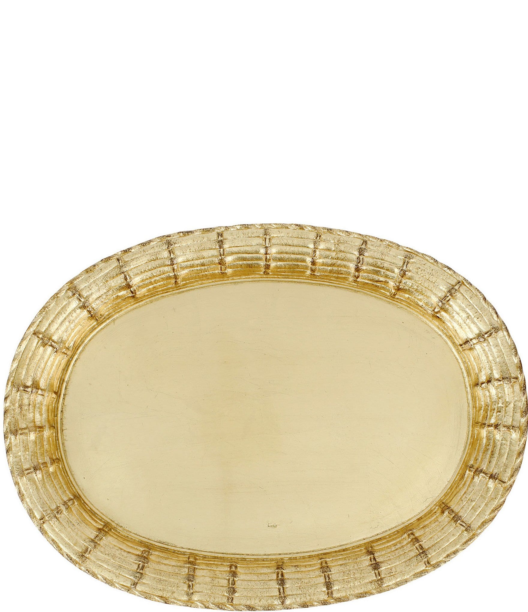 VIETRI Florentine Wooden Accessories Gold Basket Weave Large Oval ...