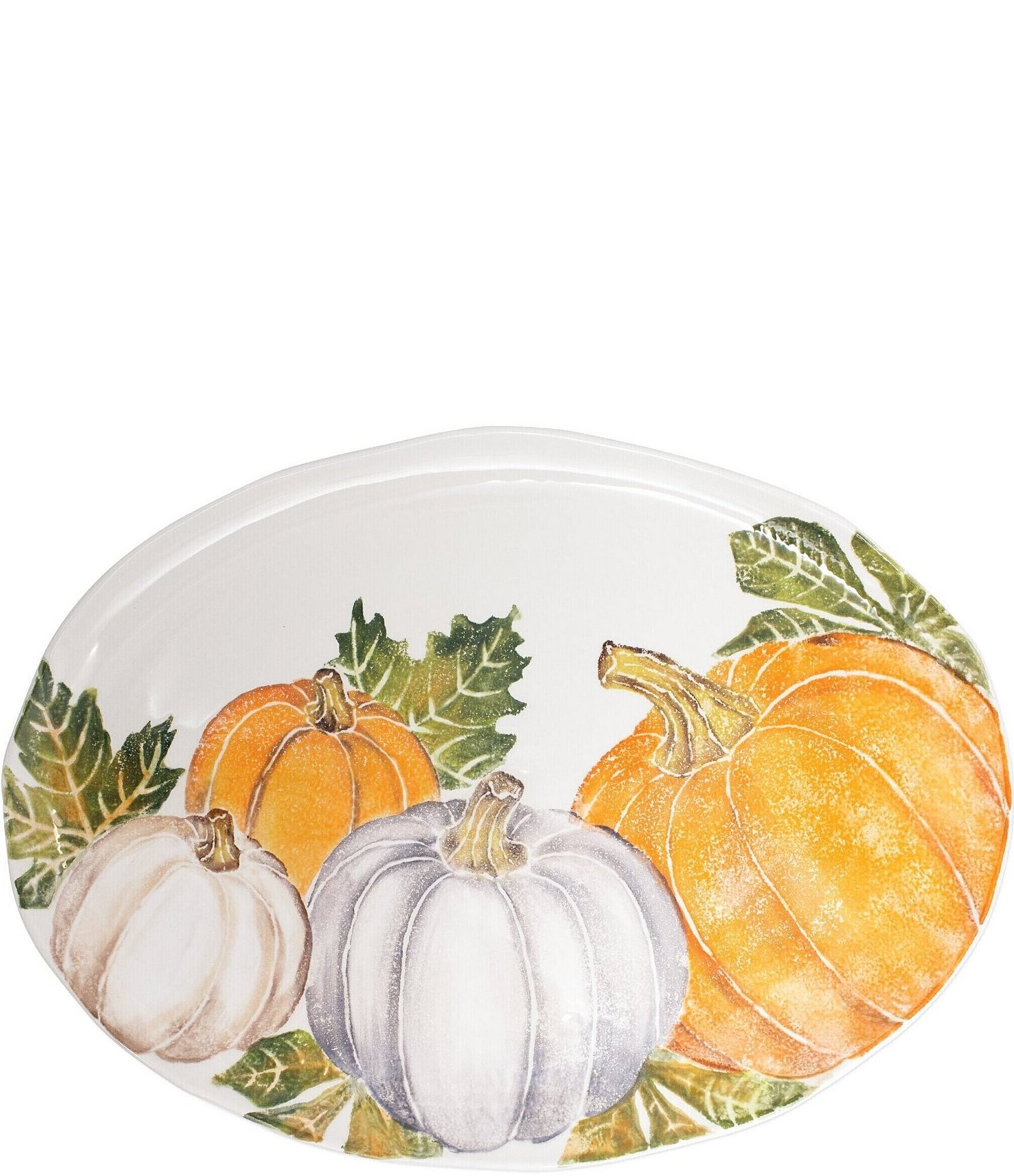 VIETRI Harvest Pumpkins Large Oval Platter with Assorted Pumpkins