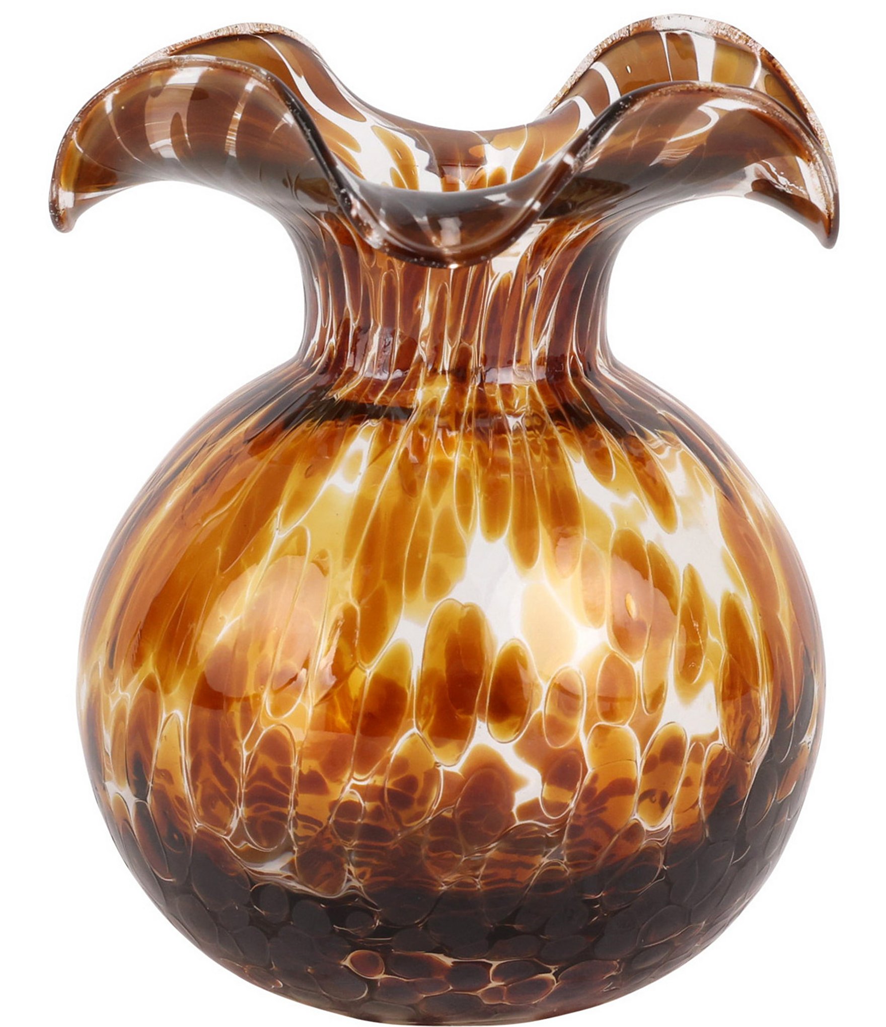 VIETRI Hibiscus Glass Tortoise Shell Bud Vase