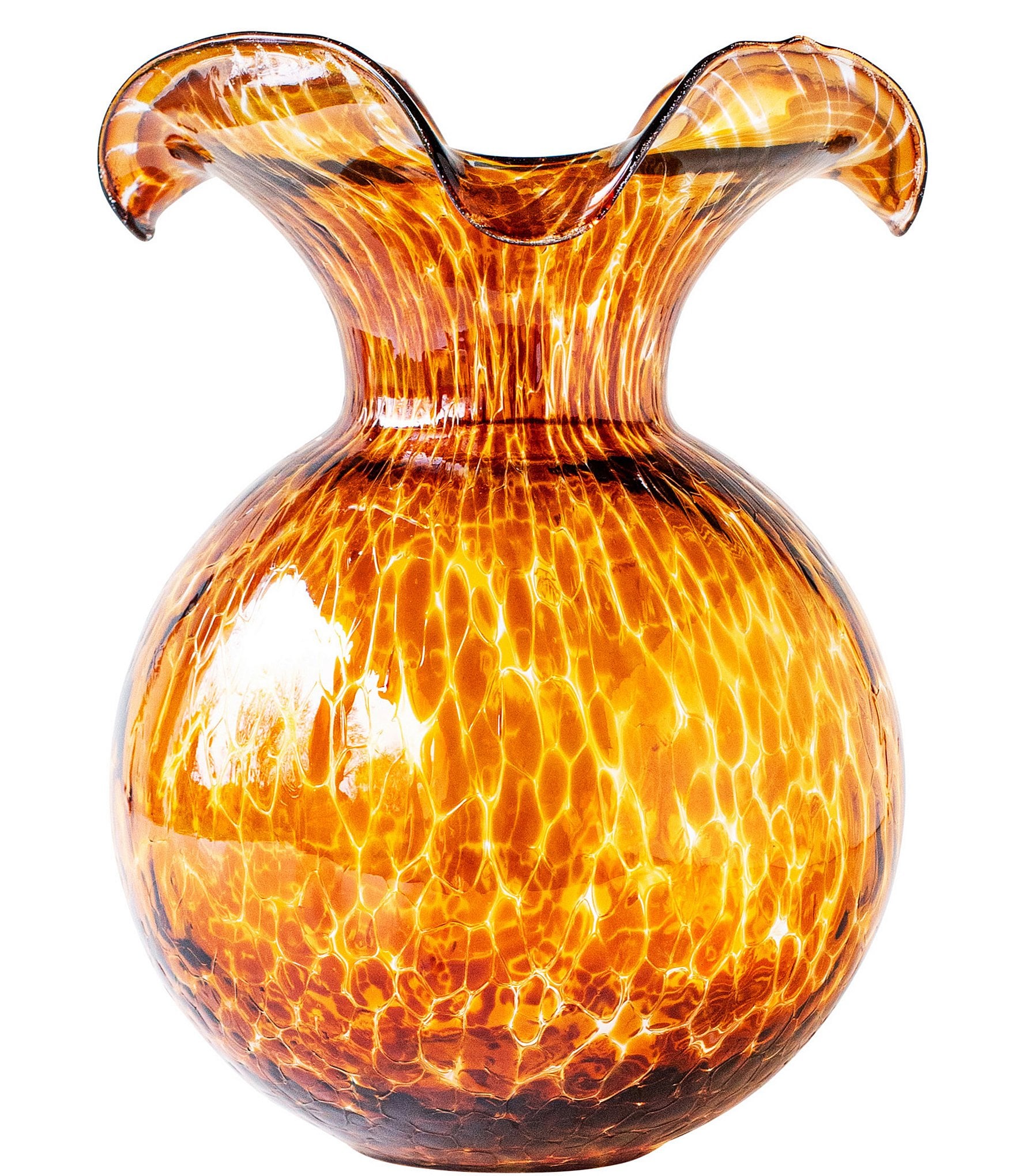 VIETRI Hibiscus Glass Tortoise Shell Large Fluted Vase | Dillard's