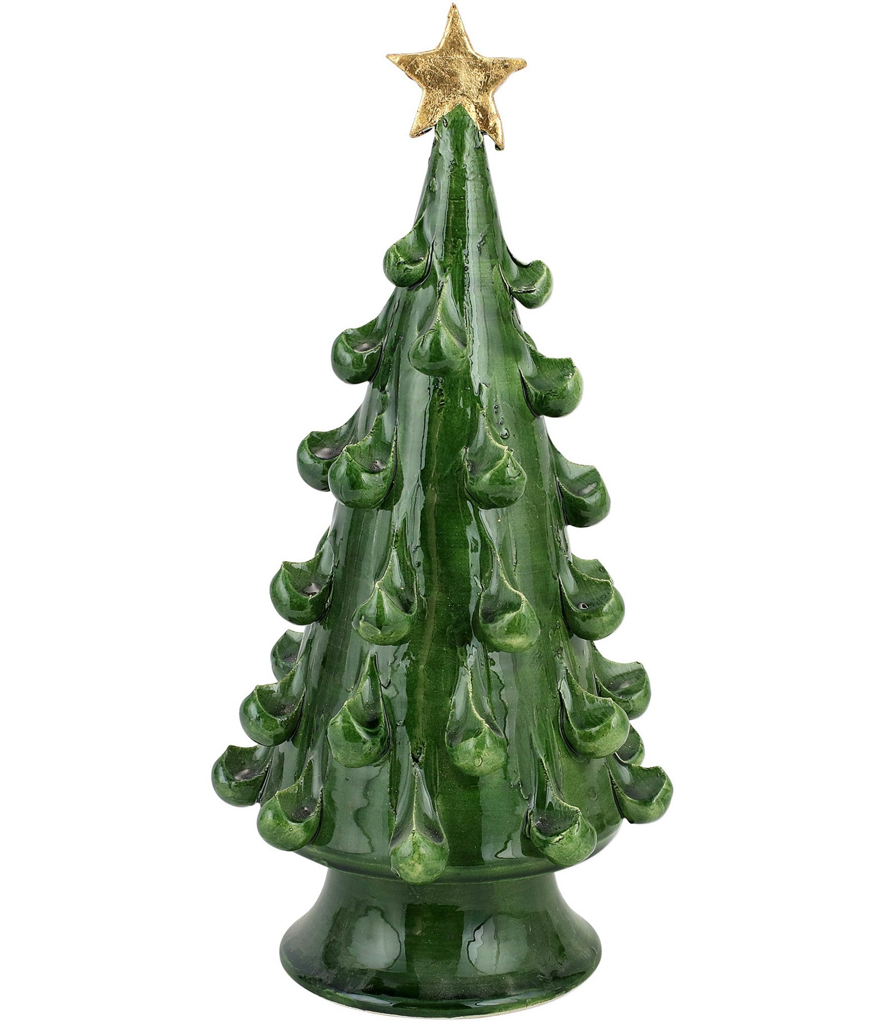 VIETRI Holiday Foresta Collection Medium Green Christmas Tree with Gold