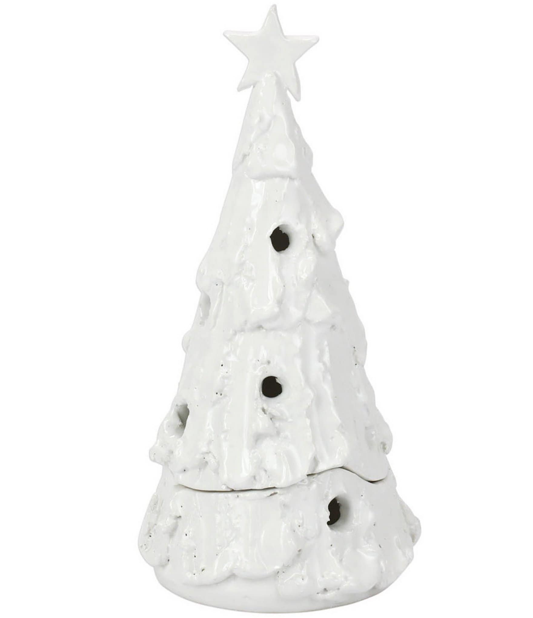 VIETRI Holiday Foresta Collection Small White Flocked Tree with Star