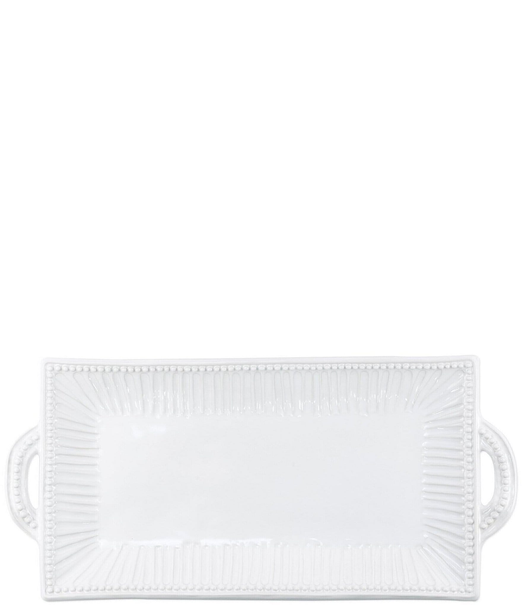 VIETRI Incanto Stone White Stripe Handle Rectangular Platter | Dillard's