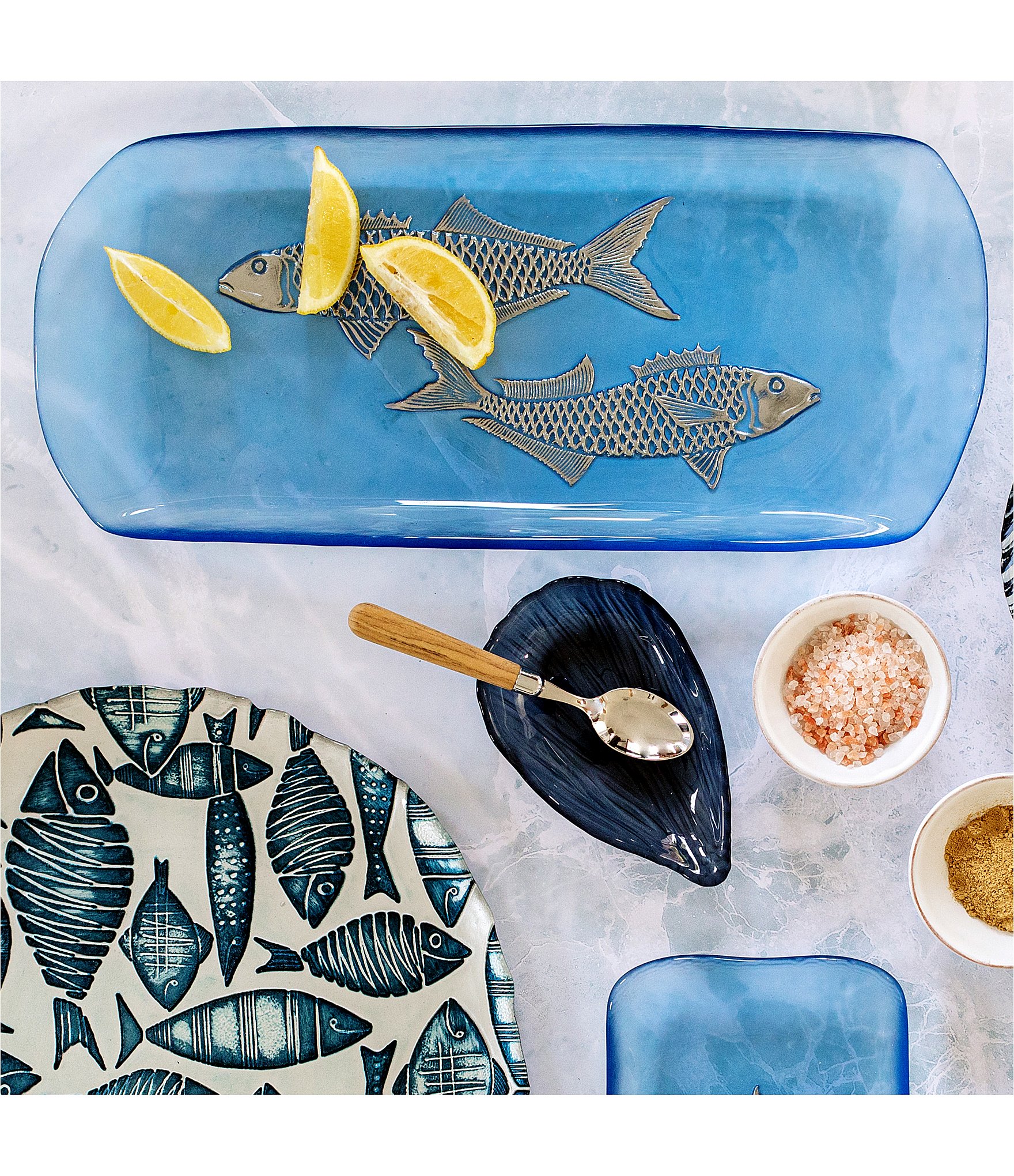 VIETRI Isola Glass Medium Fish Rectangular Tray
