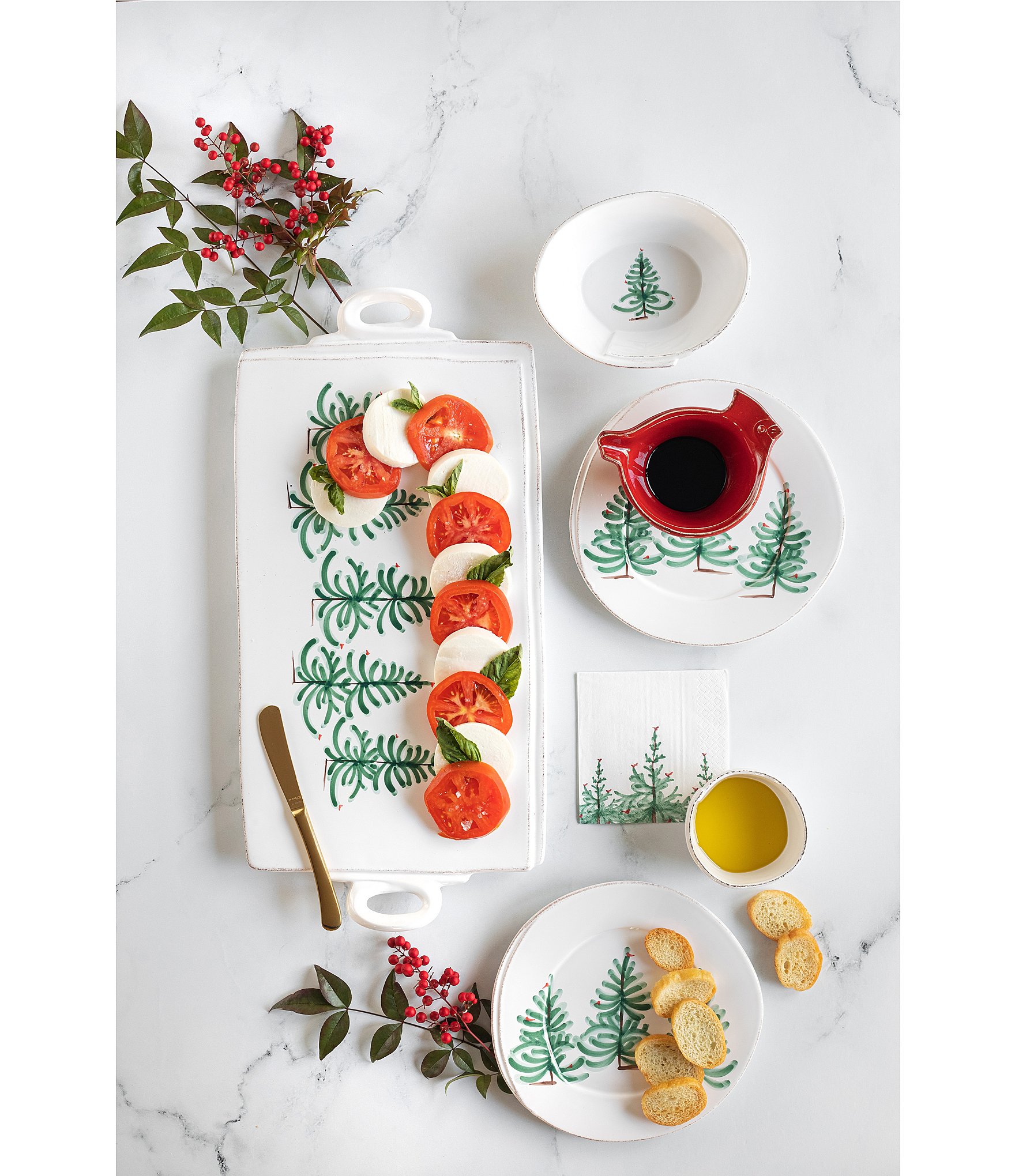 VIETRI Lastra Holiday Christmas Tree Salad Plate