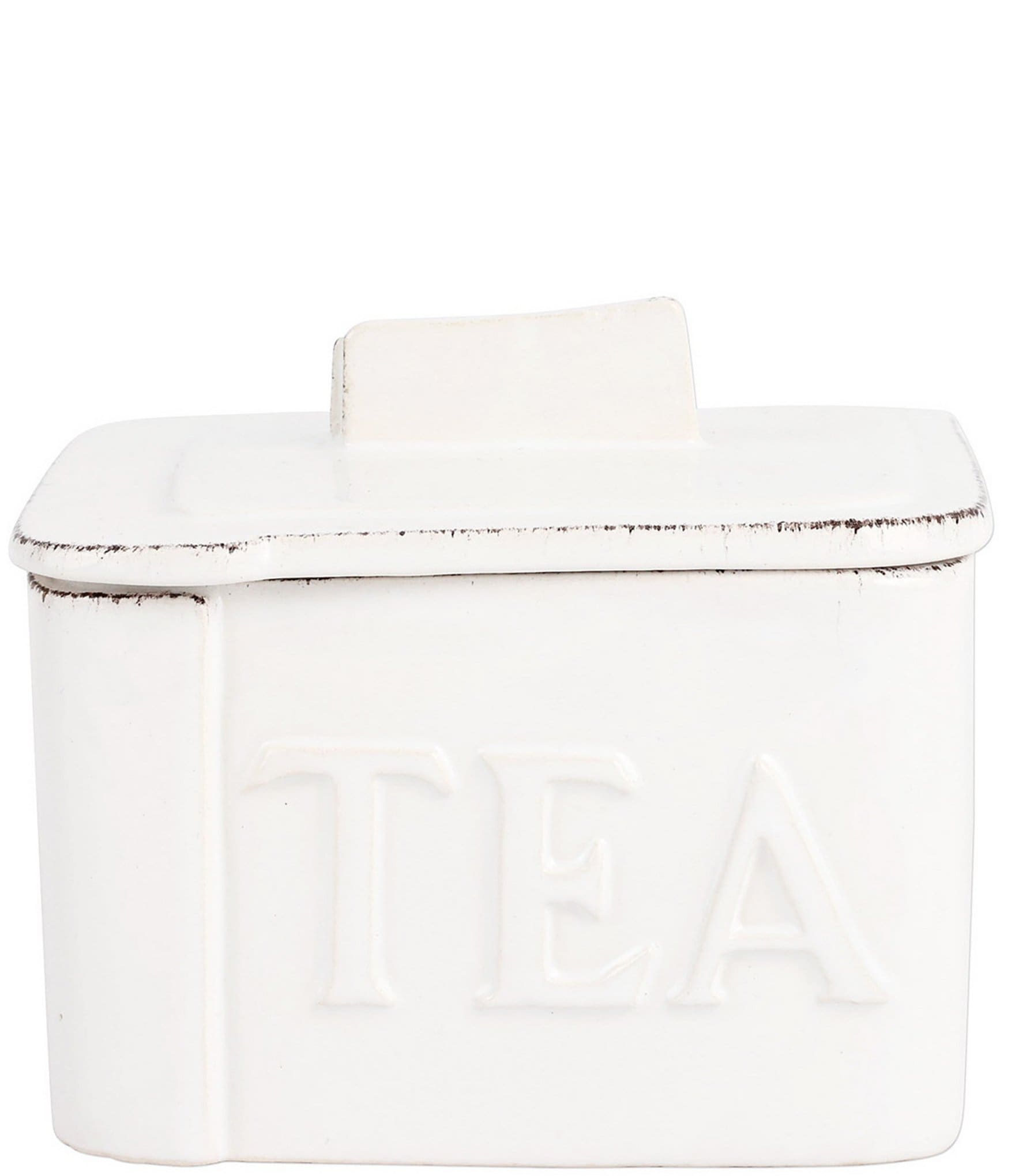 VIETRI Lastra White Tea Canister