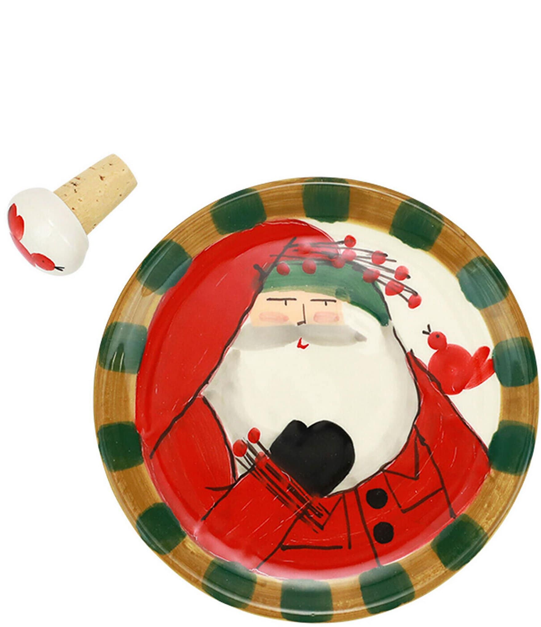 VIETRI Old St. Nick Canape Plate with Cork Stopper