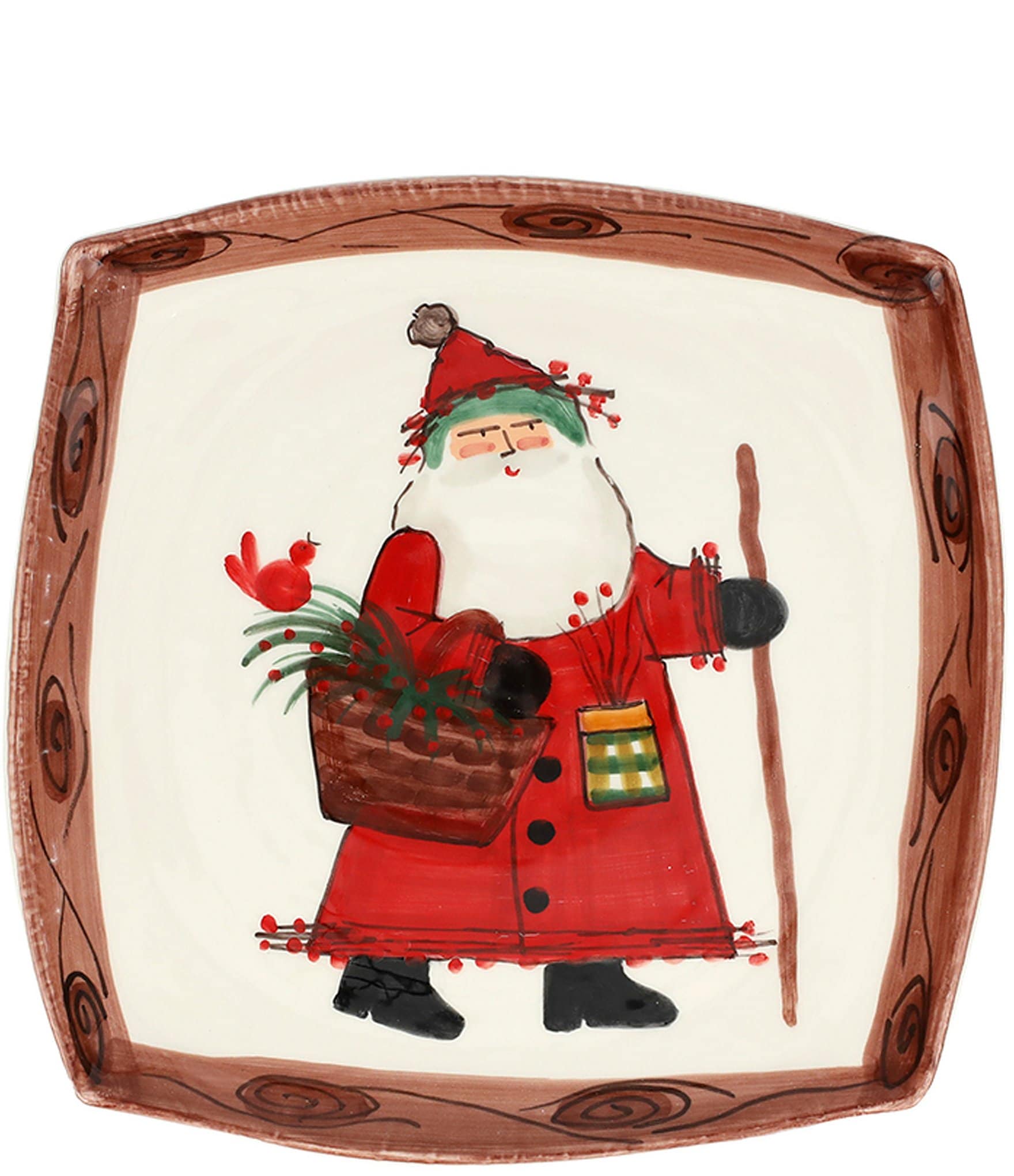VIETRI Old St. Nick Outdoorsman Square Platter