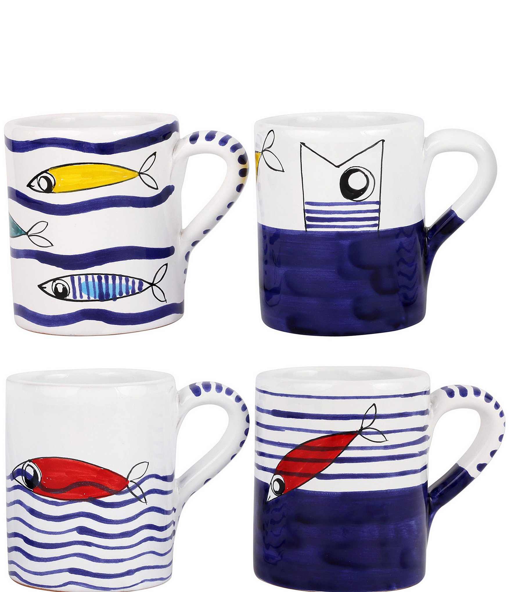 Vietri Pesce Pazzo Assorted Mugs - Set of 4