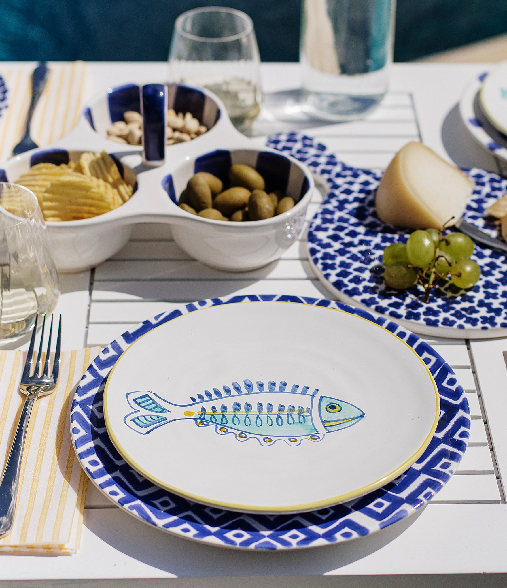 VIETRI Santorini Assorted Dinner Plates Set of 4