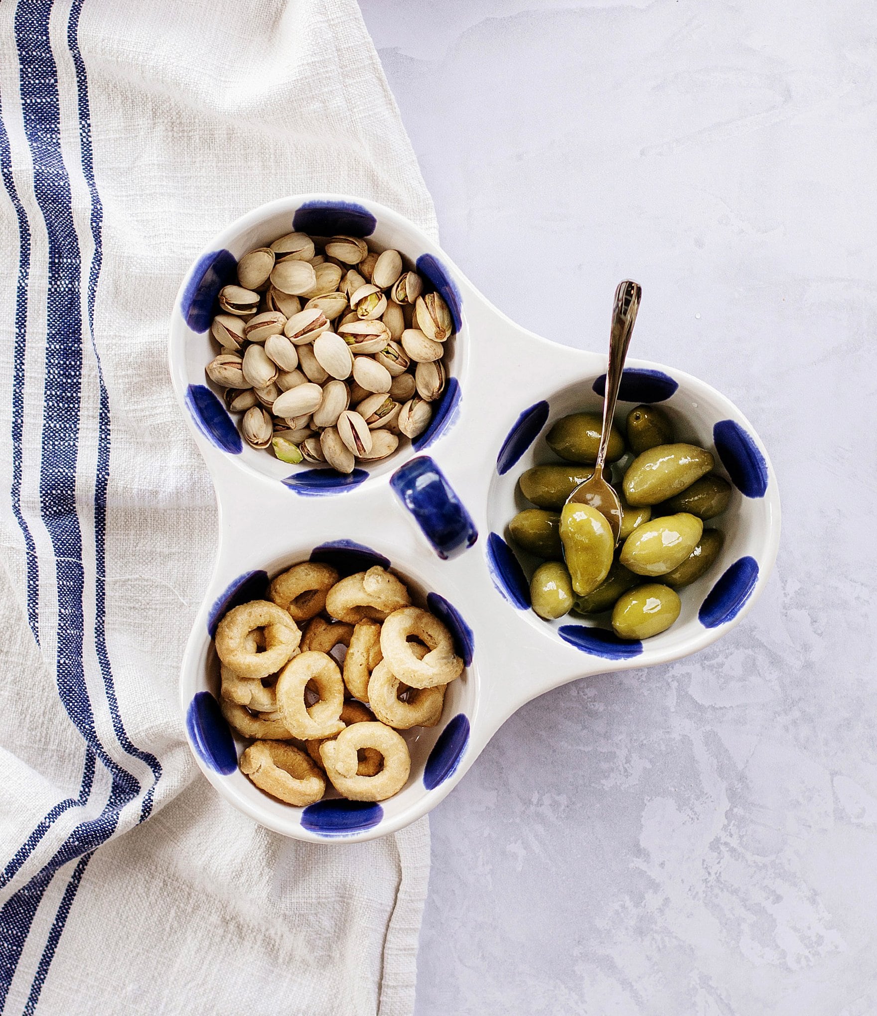 VIETRI Santorini Collection Dot Three-Part Server