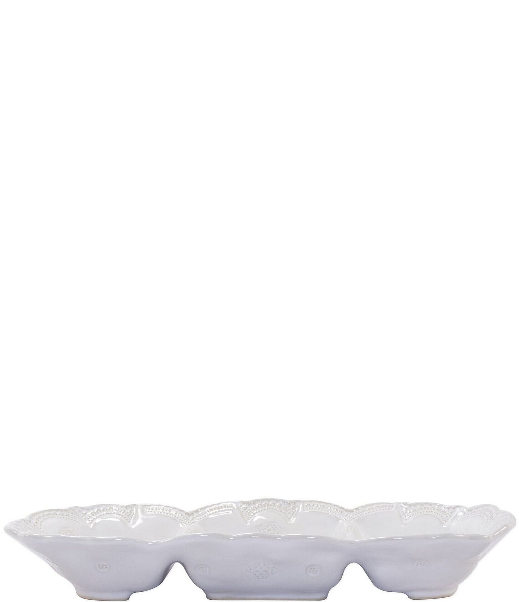 VIETRI Sinc Incanto Stone White Lace Medium Three-Part Server