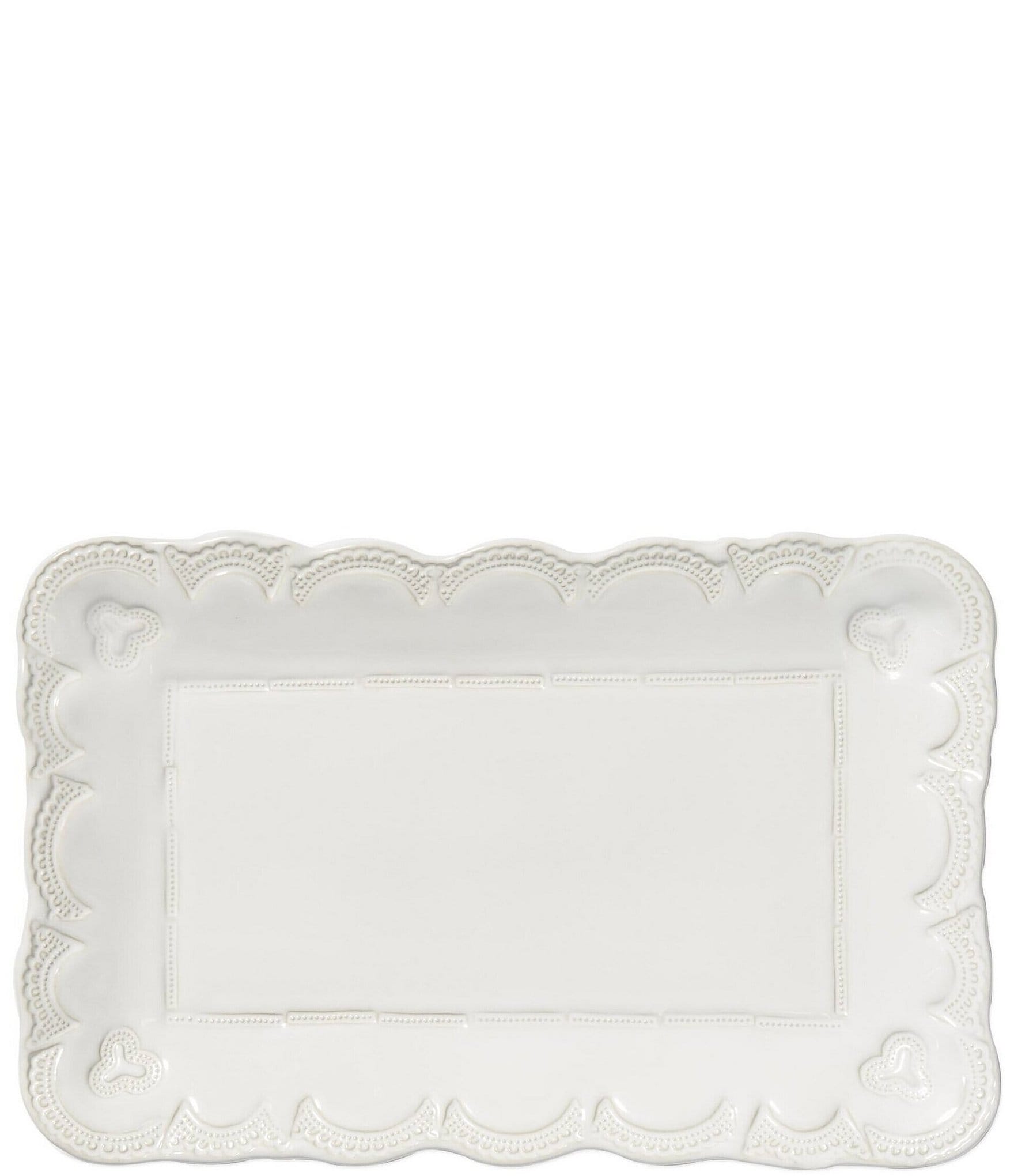 VIETRI Sinc Incanto Stone White Lace Small Rectangular Platter