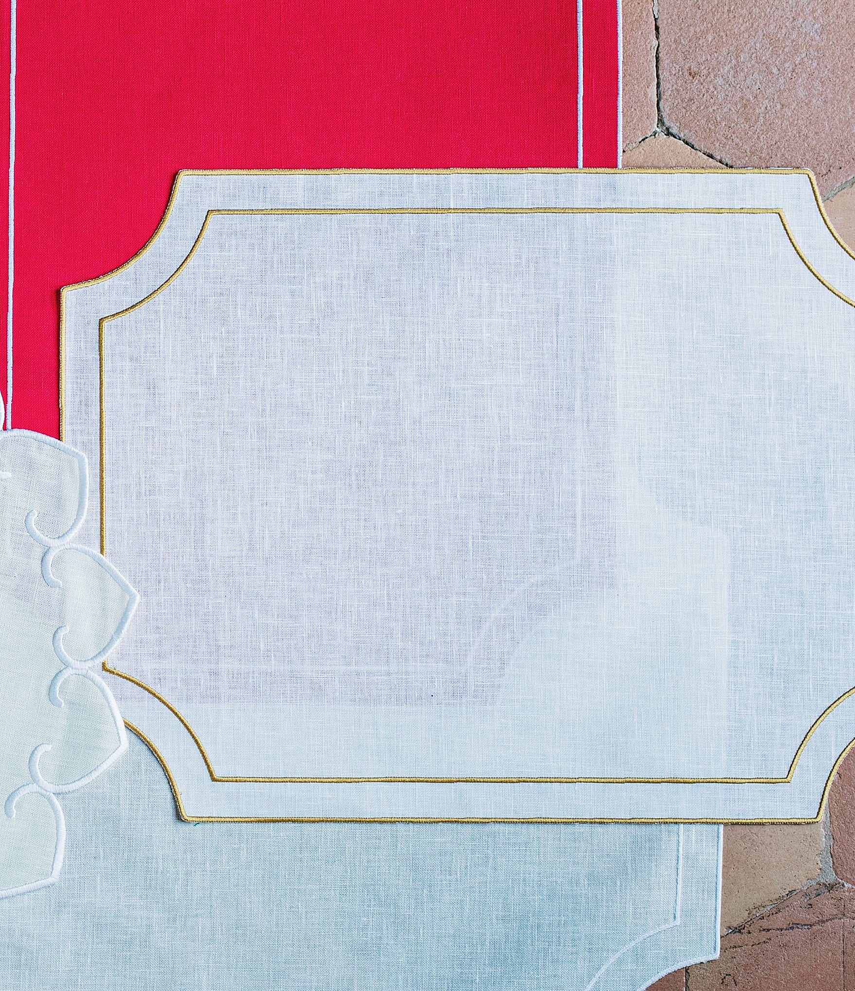 VIETRI Tessuti Rectangular Placemats with White Stitching, Set of 4