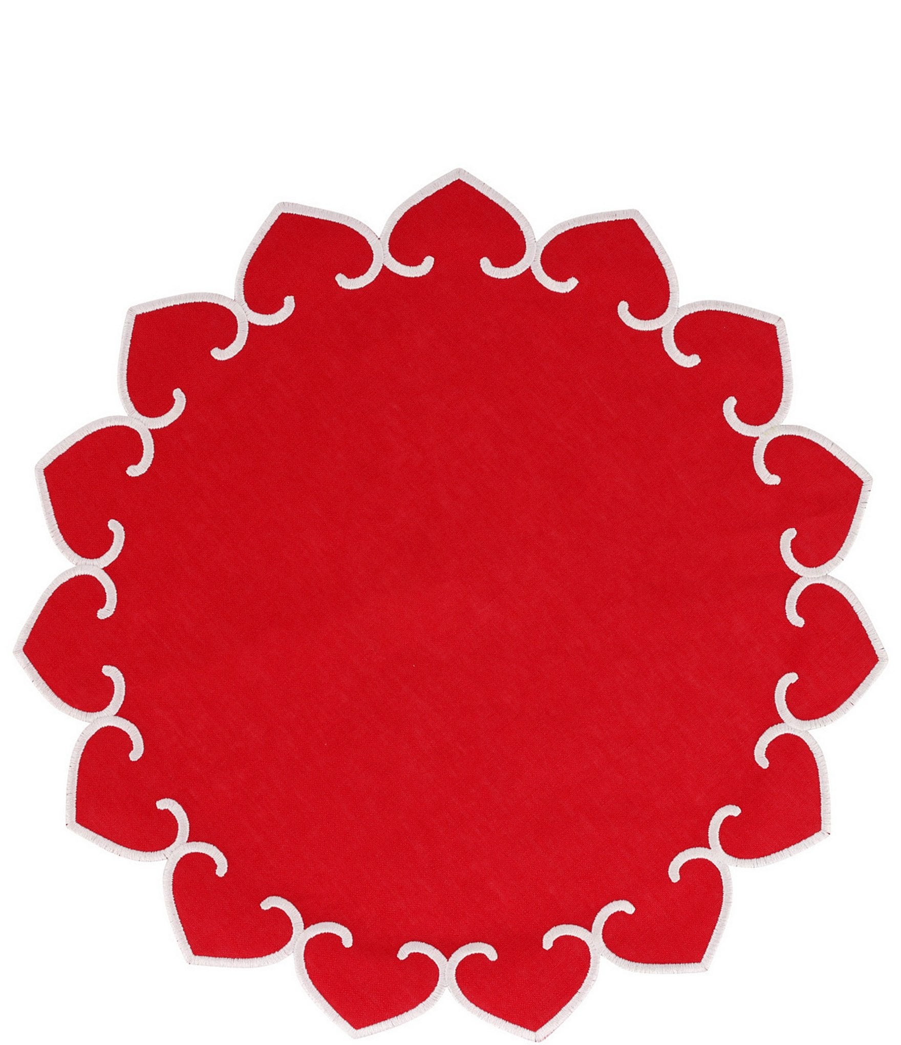 Vietri tessuti red round placemats with white stitching set of 4