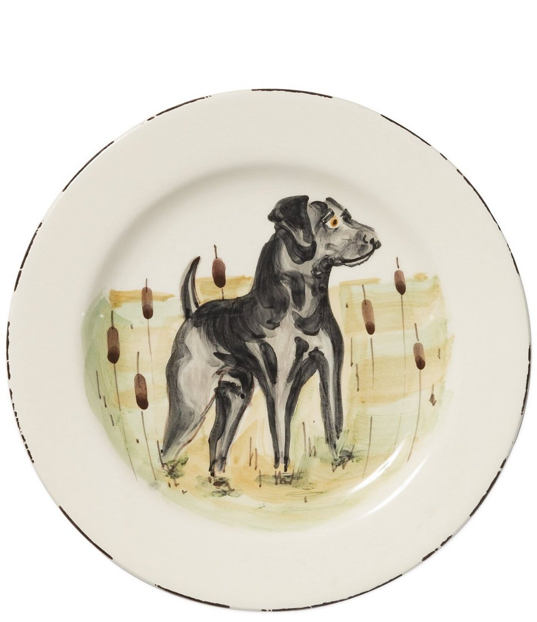 VIETRI Festive Fall Collection Wildlife Hunting Dog Salad Plate