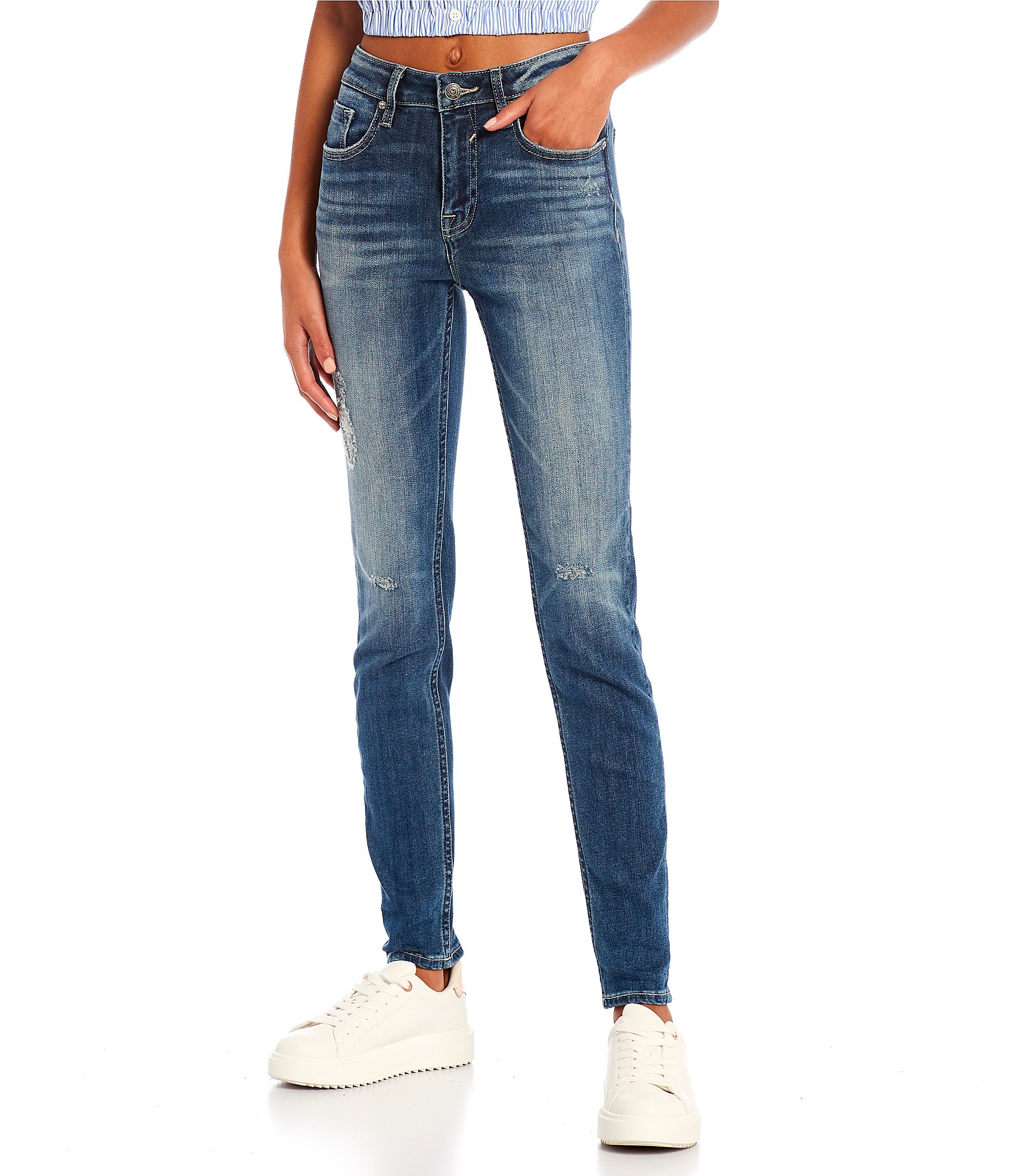 Vigoss Mid Rise Destructed Skinny Jeans | Dillard's