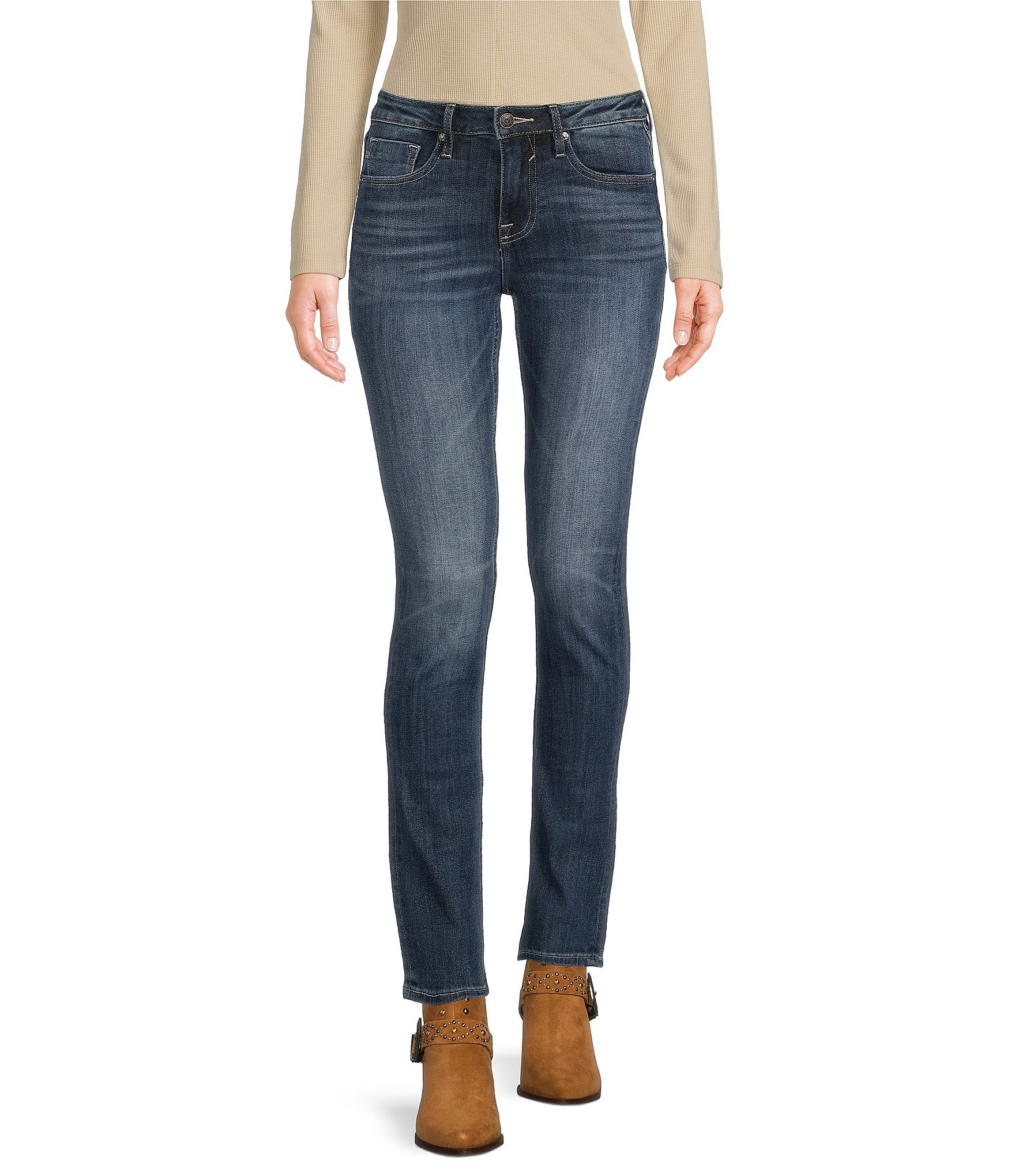 Vigoss Marley Mid Rise Straight Skinny Leg Jeans | Dillard's