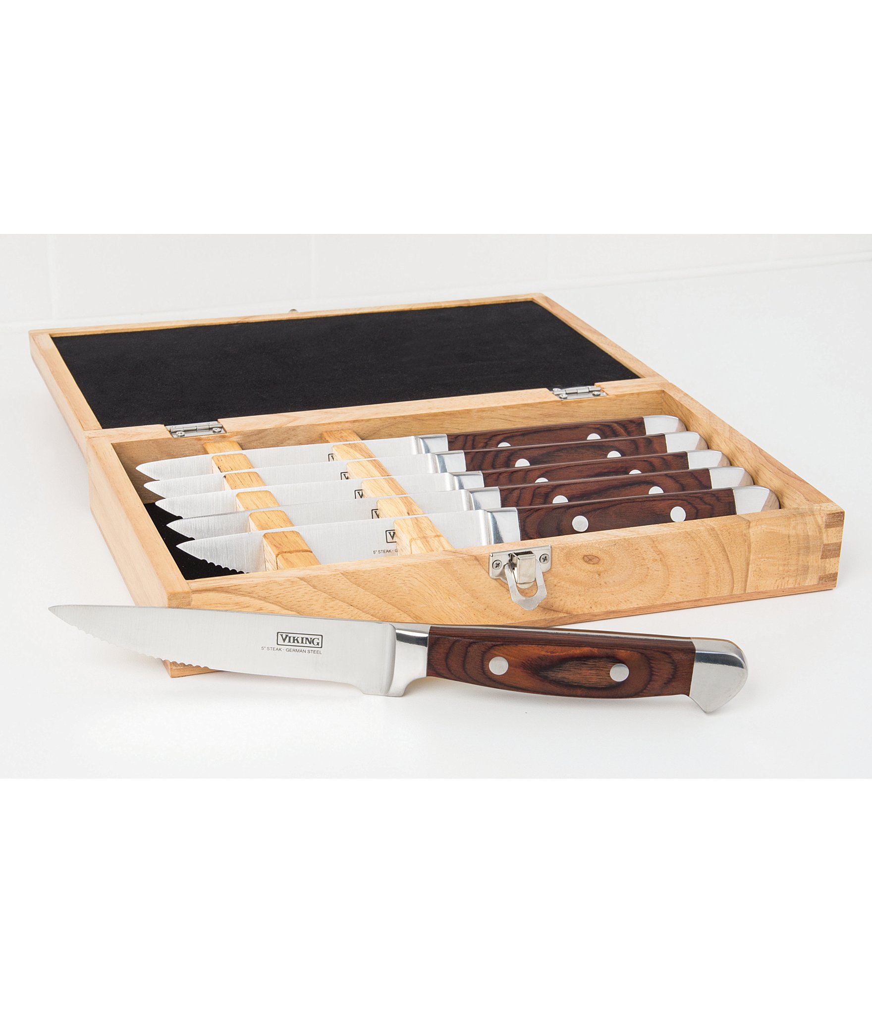 Schmidt Brothers Cutlery Carbon 6 6-Piece Steak Knife Set in Wood