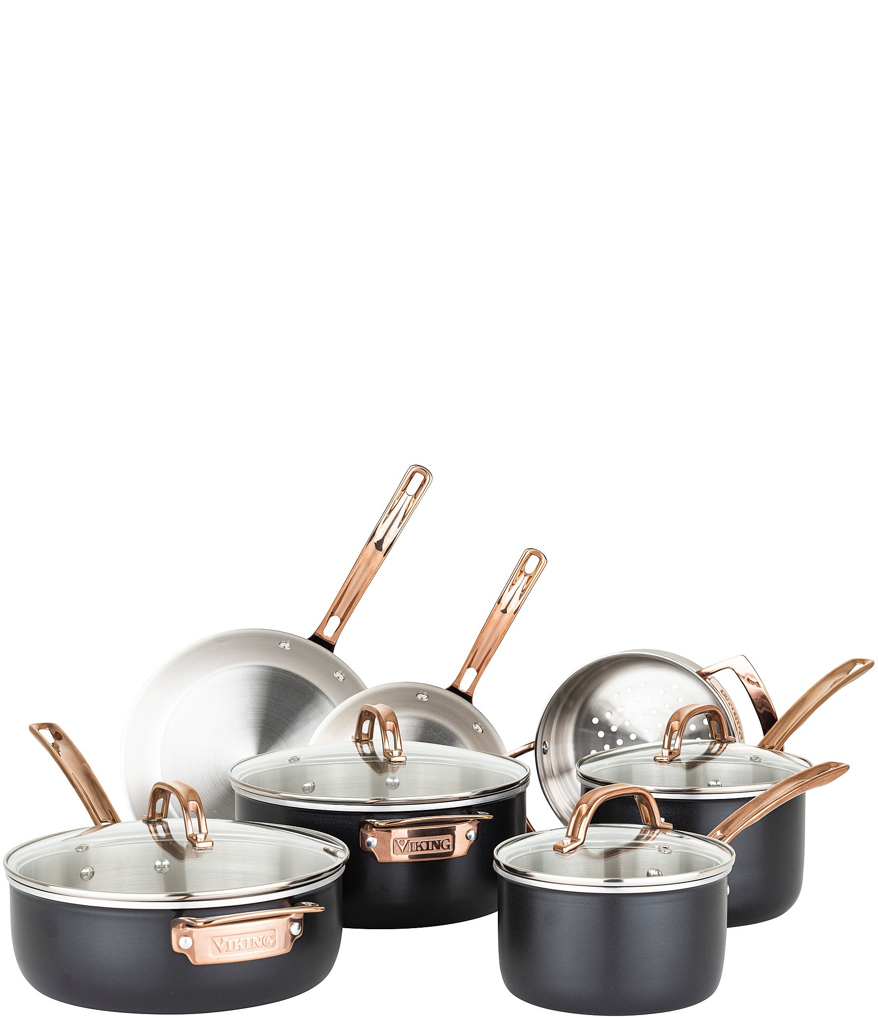 Viking 3-Ply Black and Copper Saucepan with Glass Lid - 2 qt.