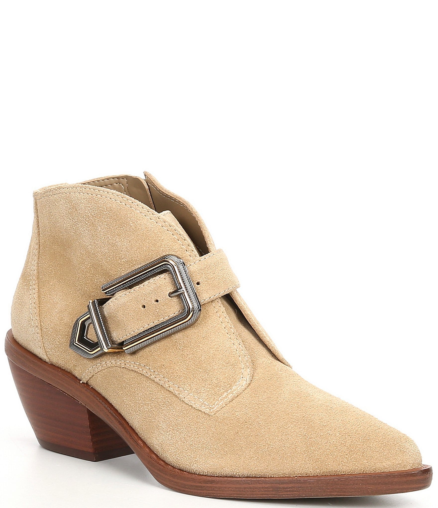 Vince Camuto Ashena Suede Western Buckle Booties | Dillard's