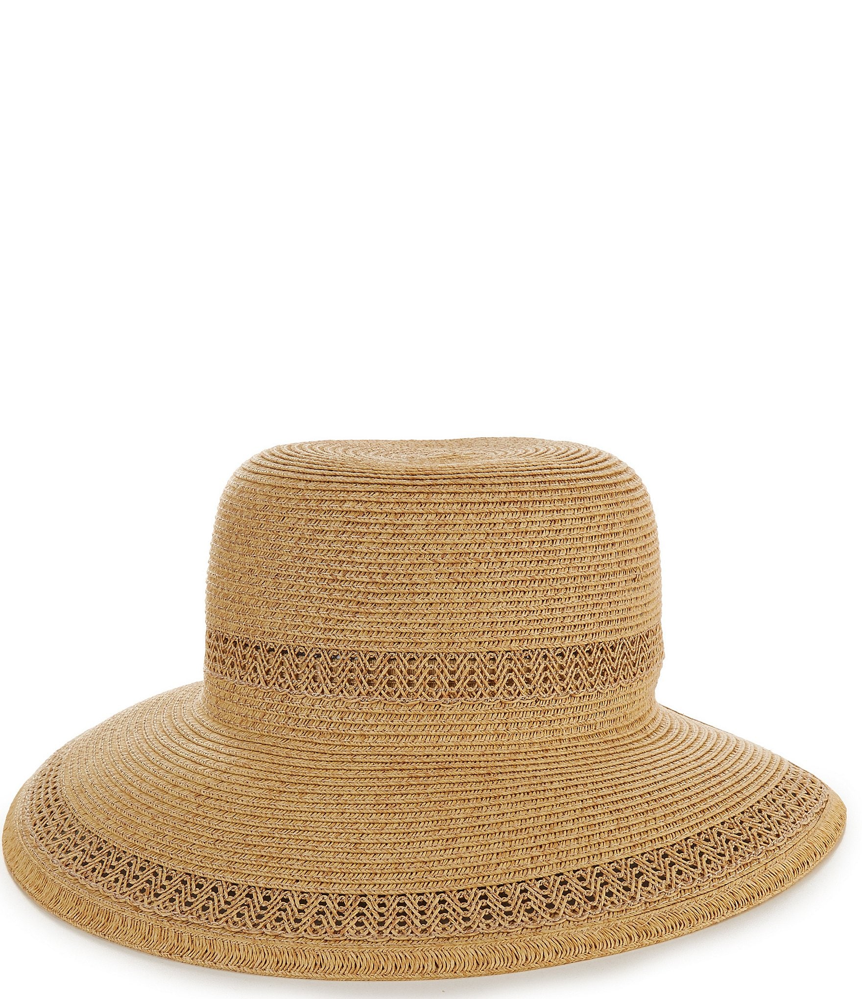 Vince Camuto Brimless Straw Floppy Open Inset Hat