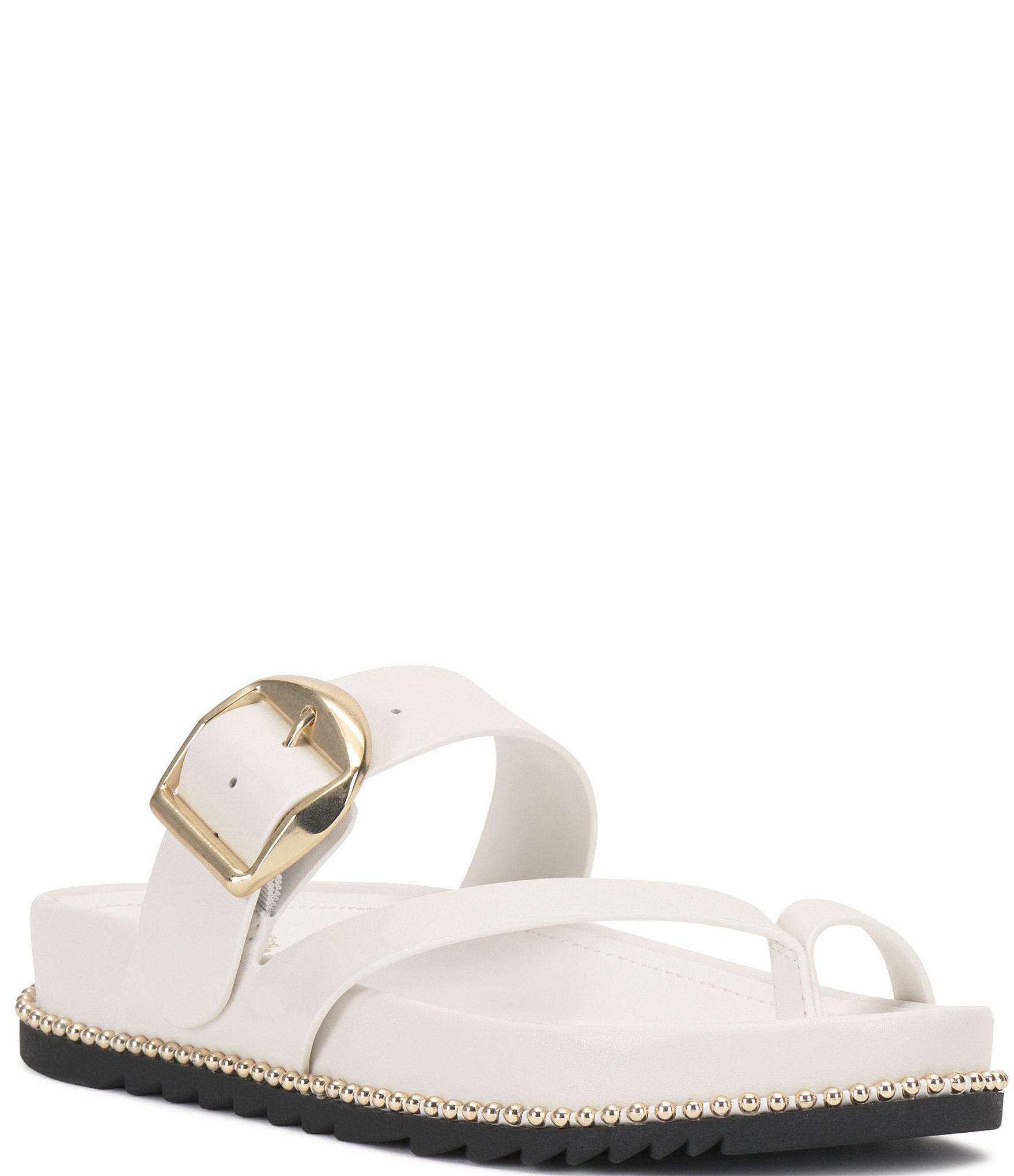 Vince Camuto Camilo Leather Toe Loop Buckle Band Slides