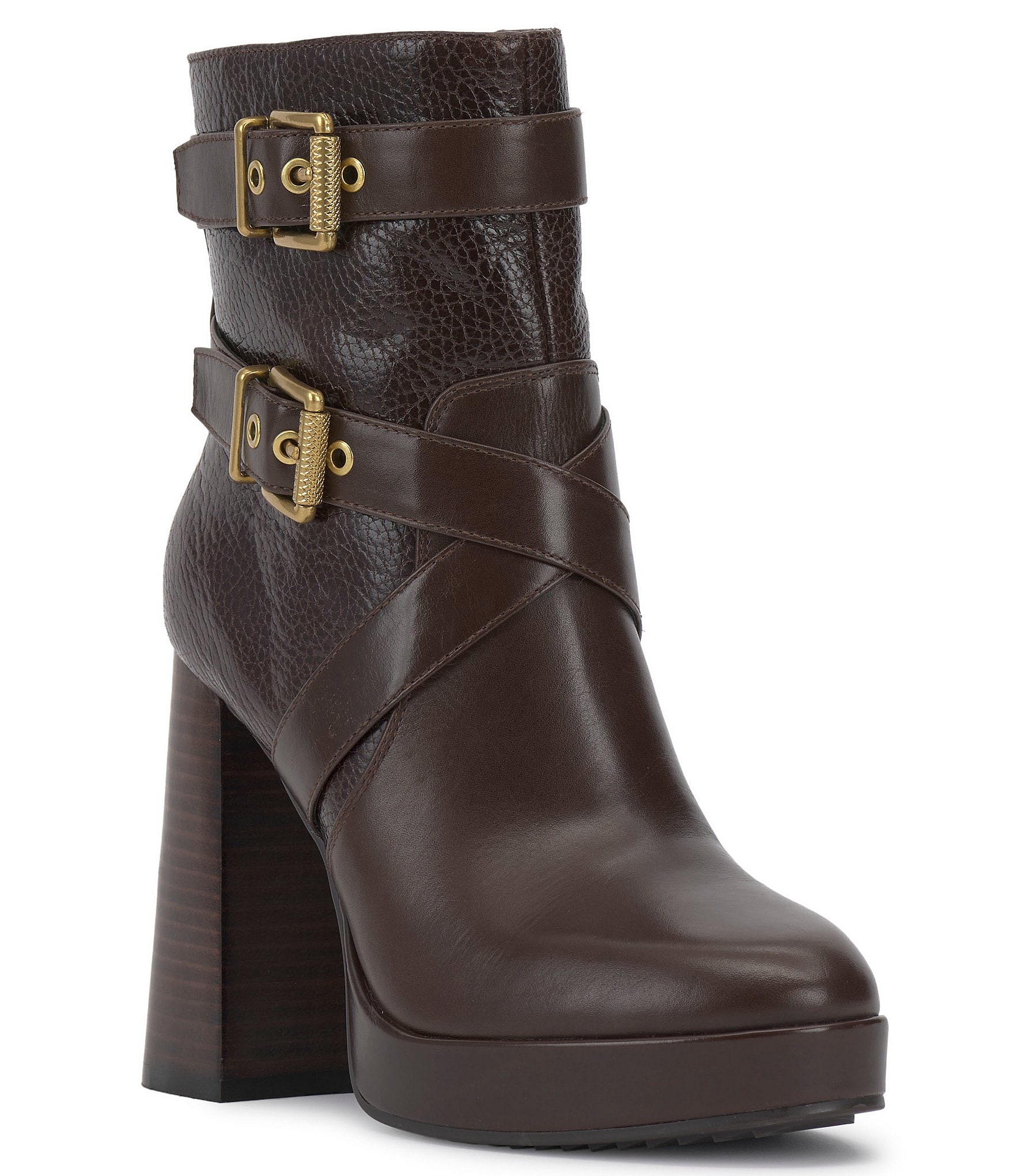 Vince Camuto Coliana Leather Buckle Platform Booties Dillard s