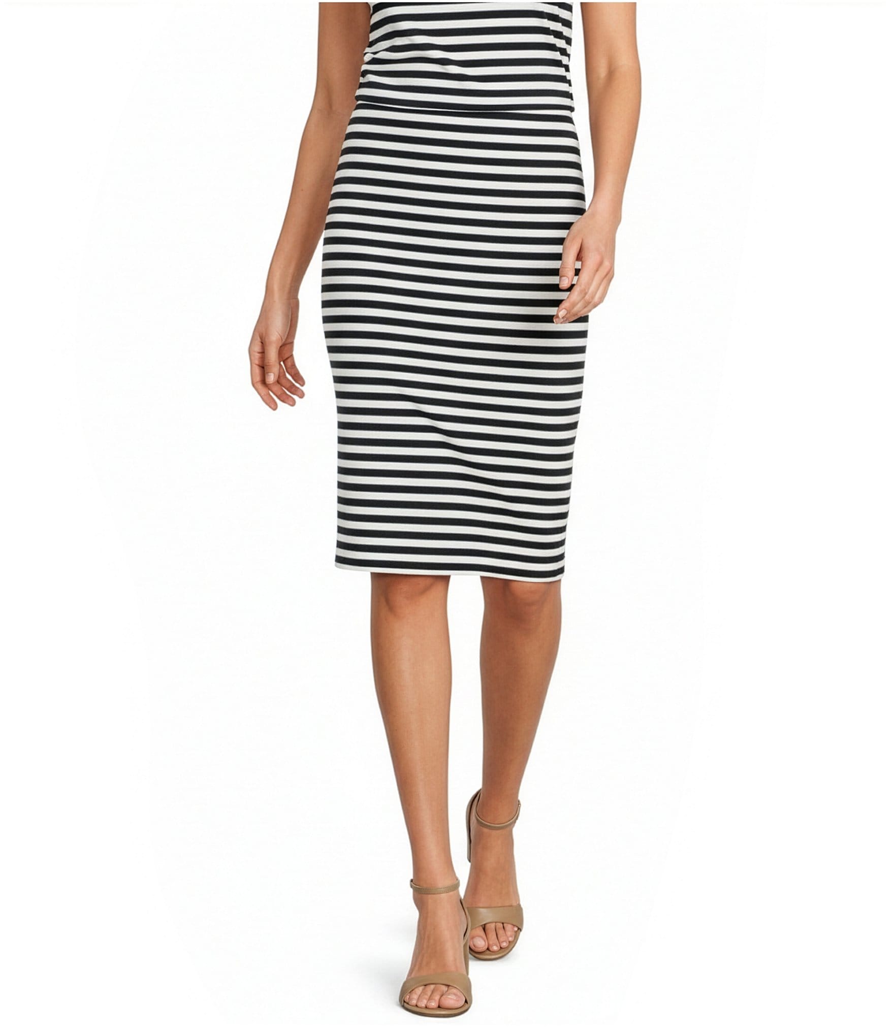 Striped A-Line Skirt In Cotton