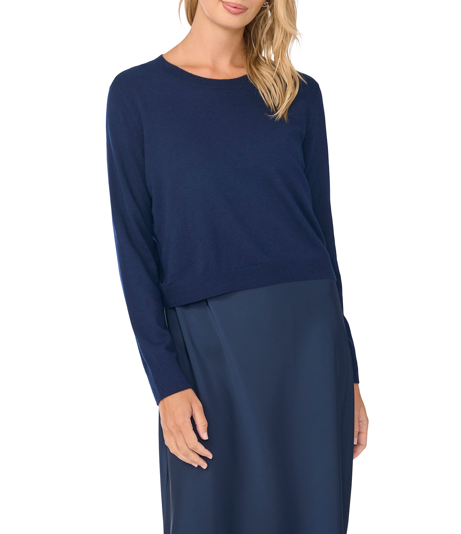 Vince Camuto Crew Neck Sweater Overlay Dress