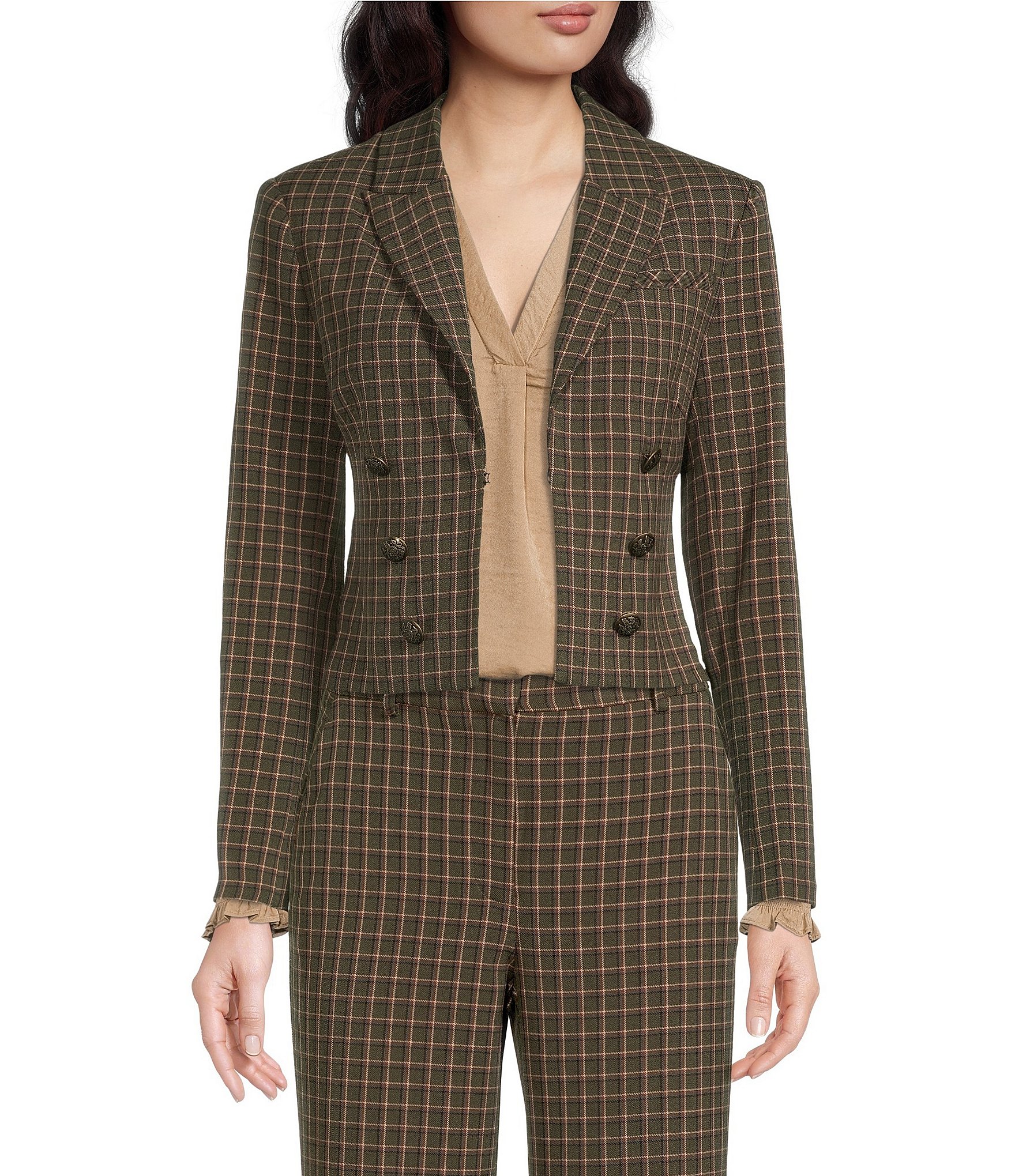 Vince Camuto Cropped Plaid Blazer | Dillard's